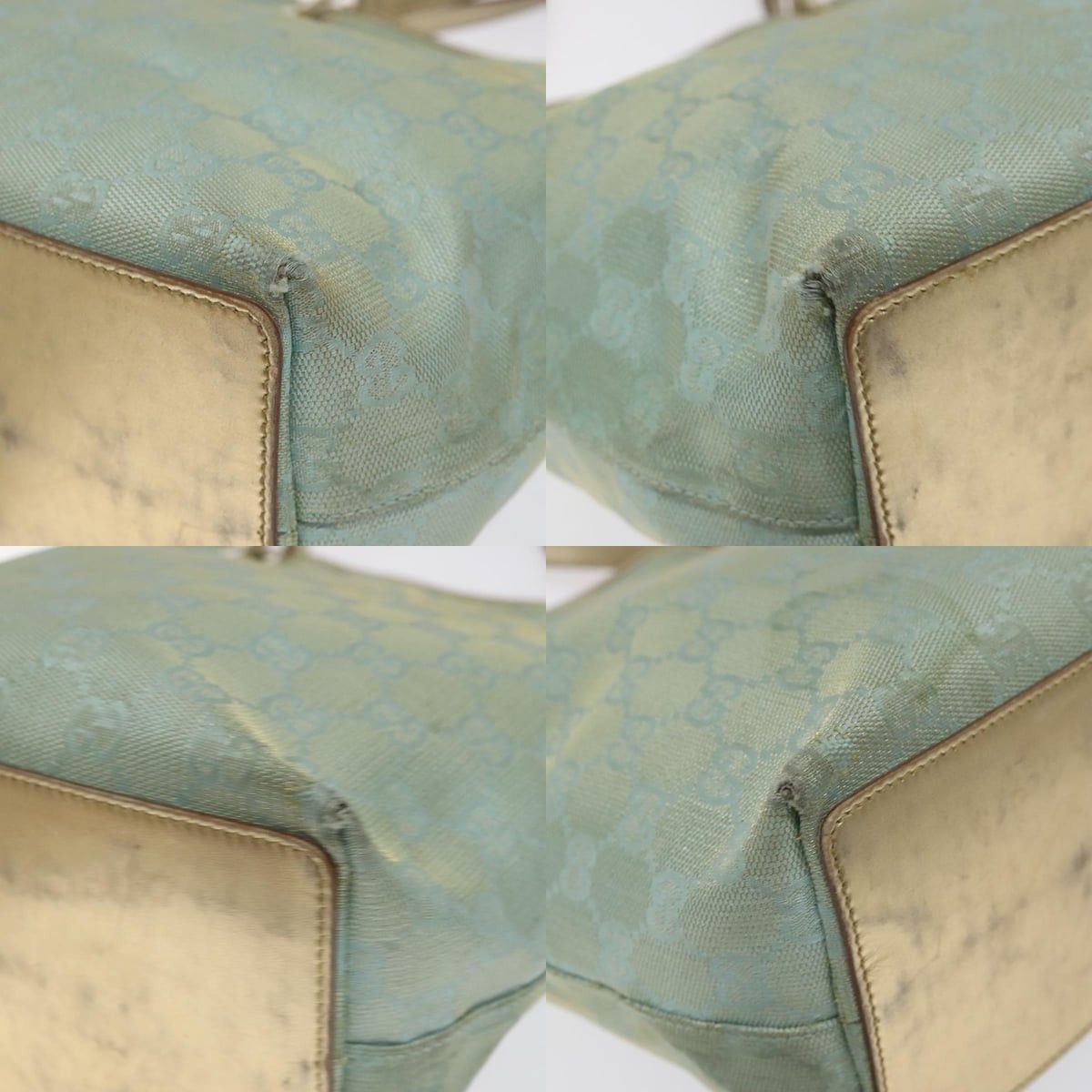 Gucci GUCCI GG Canvas Tote Bag Light Blue Gold 002 002 Size ONE SIZE - 10 Thumbnail