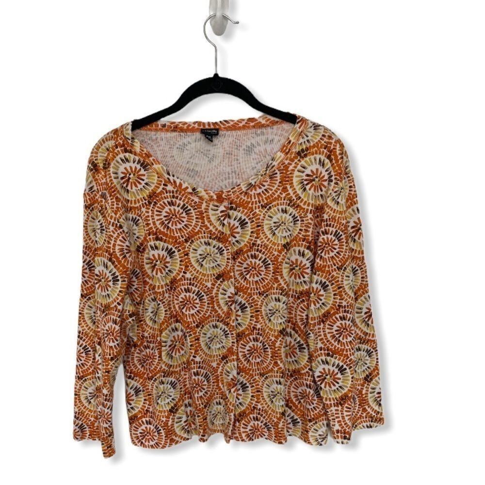 Other Rafaella Abstract Print Button Front Blouse Size LP Size L / US 10 / IT 46 - 1 Thumbnail