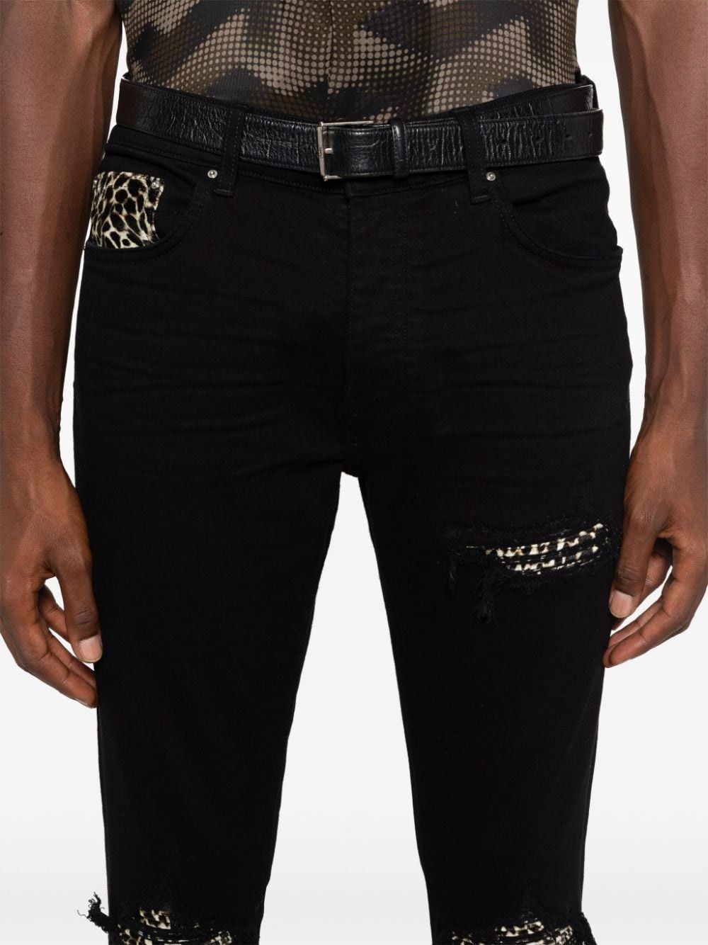 Amiri os11x0625 Leopard MX1 Skinny Jeans in Black Size US 30 / EU 46 - 5 Thumbnail