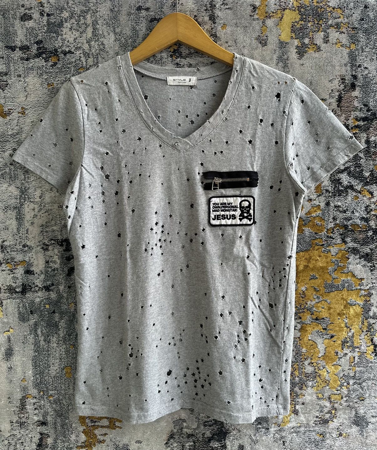 Japanese Brand CRAZY DISTRESSED JESUS SHORT SLEEVE STYLE Size US M / EU 48-50 / 2 - 1 Thumbnail