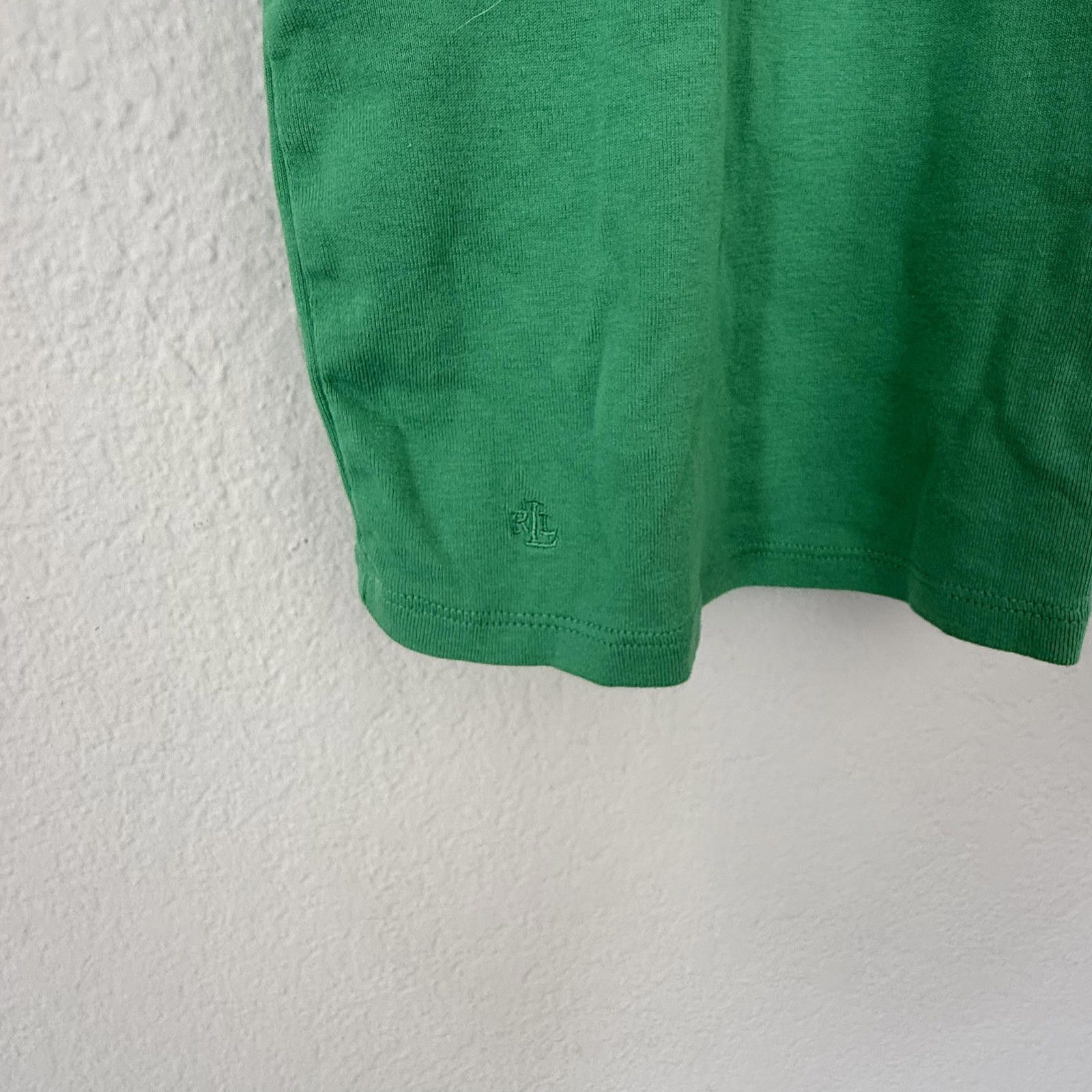 Polo Ralph Lauren Ralph Lauren Shirt Women's IX Green Short Sleeve V-Neck Size L / US 10 / IT 46 - 2 Thumbnail