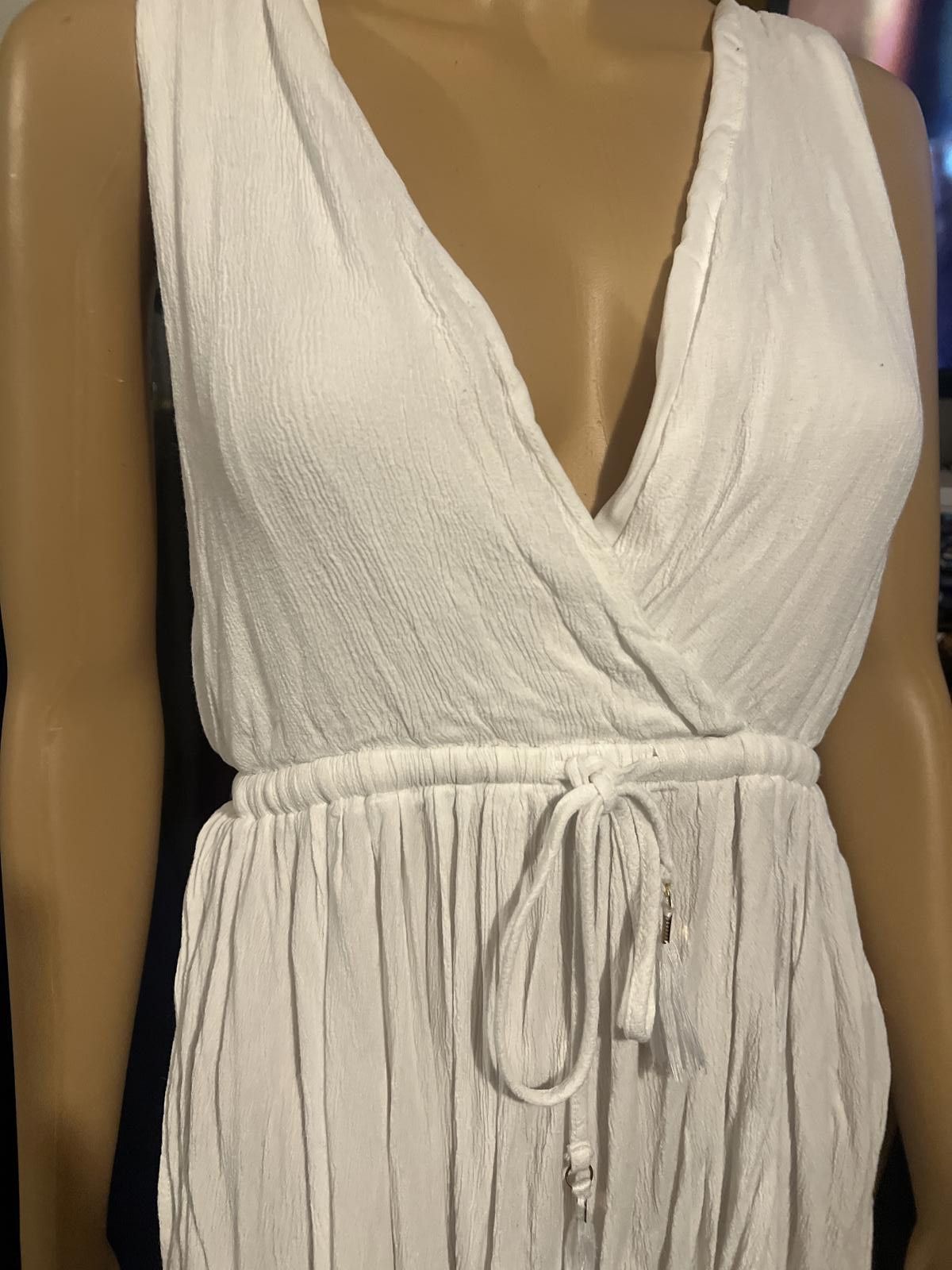 Lulus Lulu's White Sleeveless V-Neck Wrap Dress Drawstring Waist S Size S / US 4 / IT 40 - 3 Thumbnail