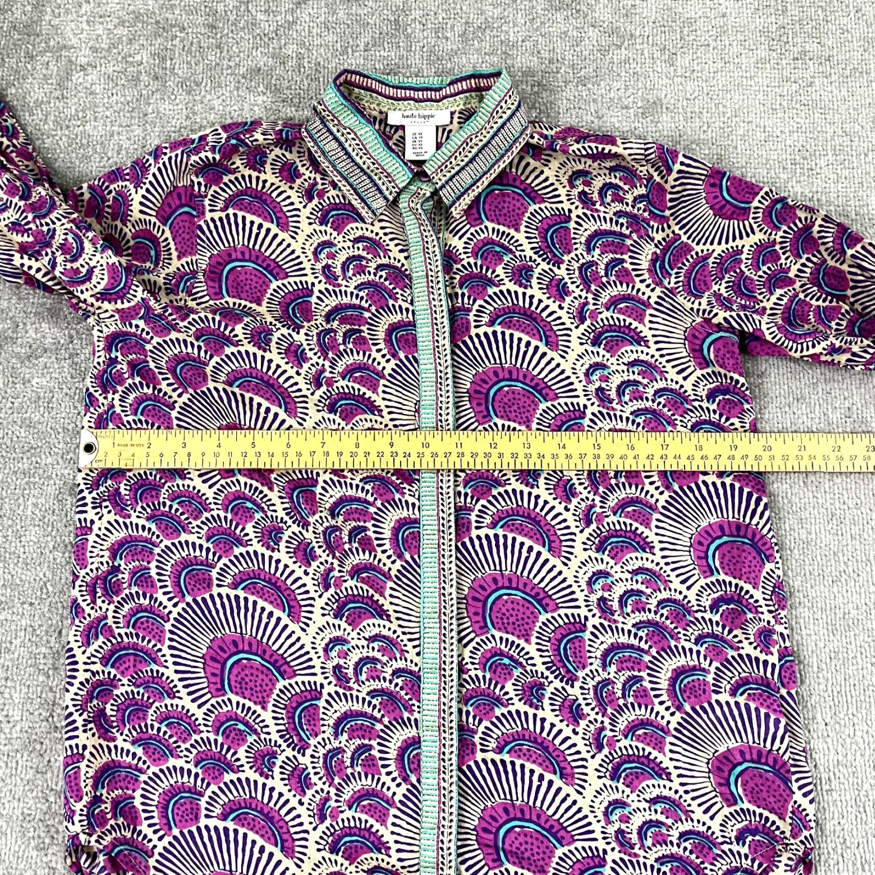 Haute Hippie Haute Hippie Women's Shirt XS Long Sleeve Button Up Geometric Pattern Casual Top Multicolor Festival Chic Size XS / US 0-2 / IT 36-38 - 5 Thumbnail