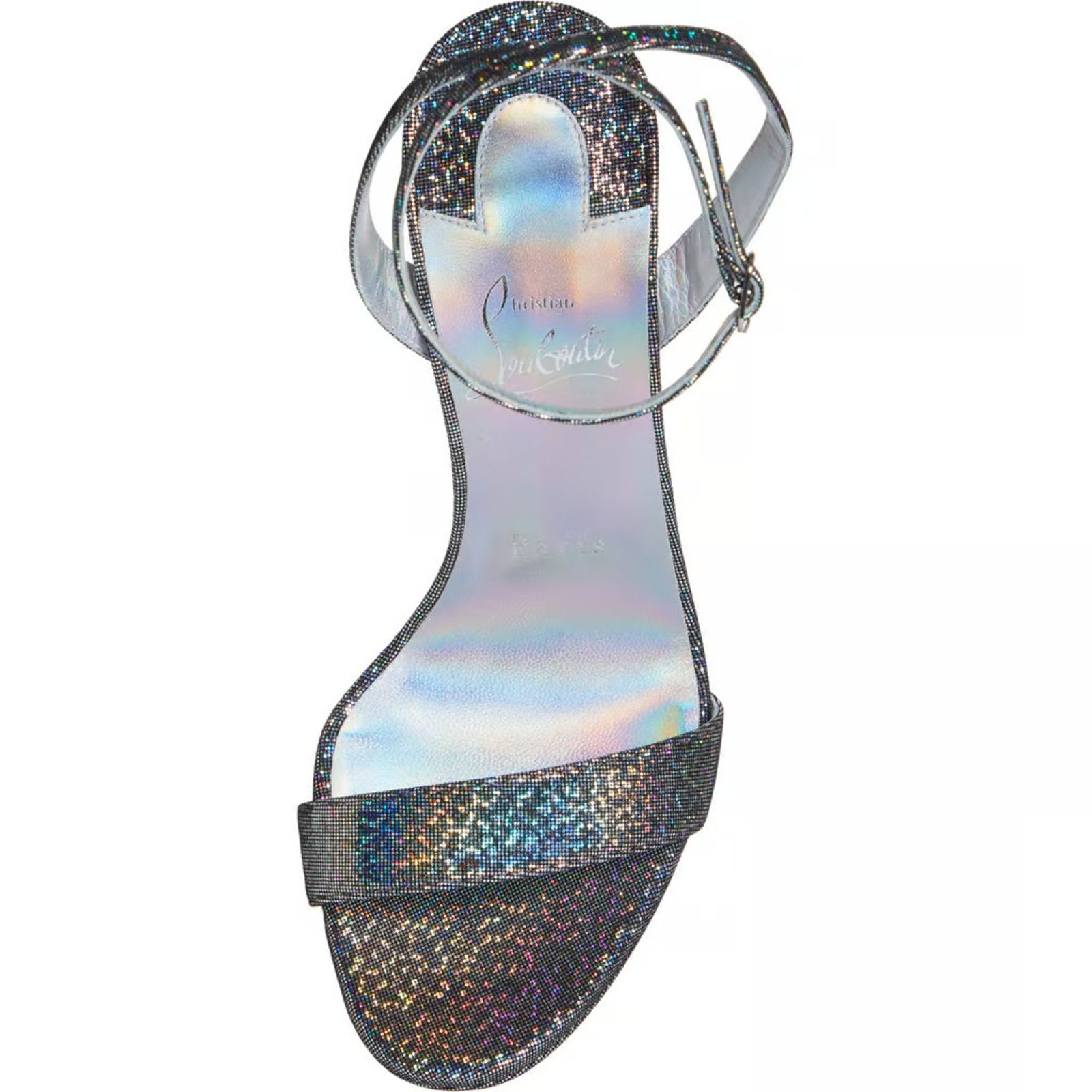 Christian Louboutin Loubi Queen 120 Silver Disco Ankle Strap Sandal Heel Pump 38 Size US 8 / IT 38 - 6 Thumbnail
