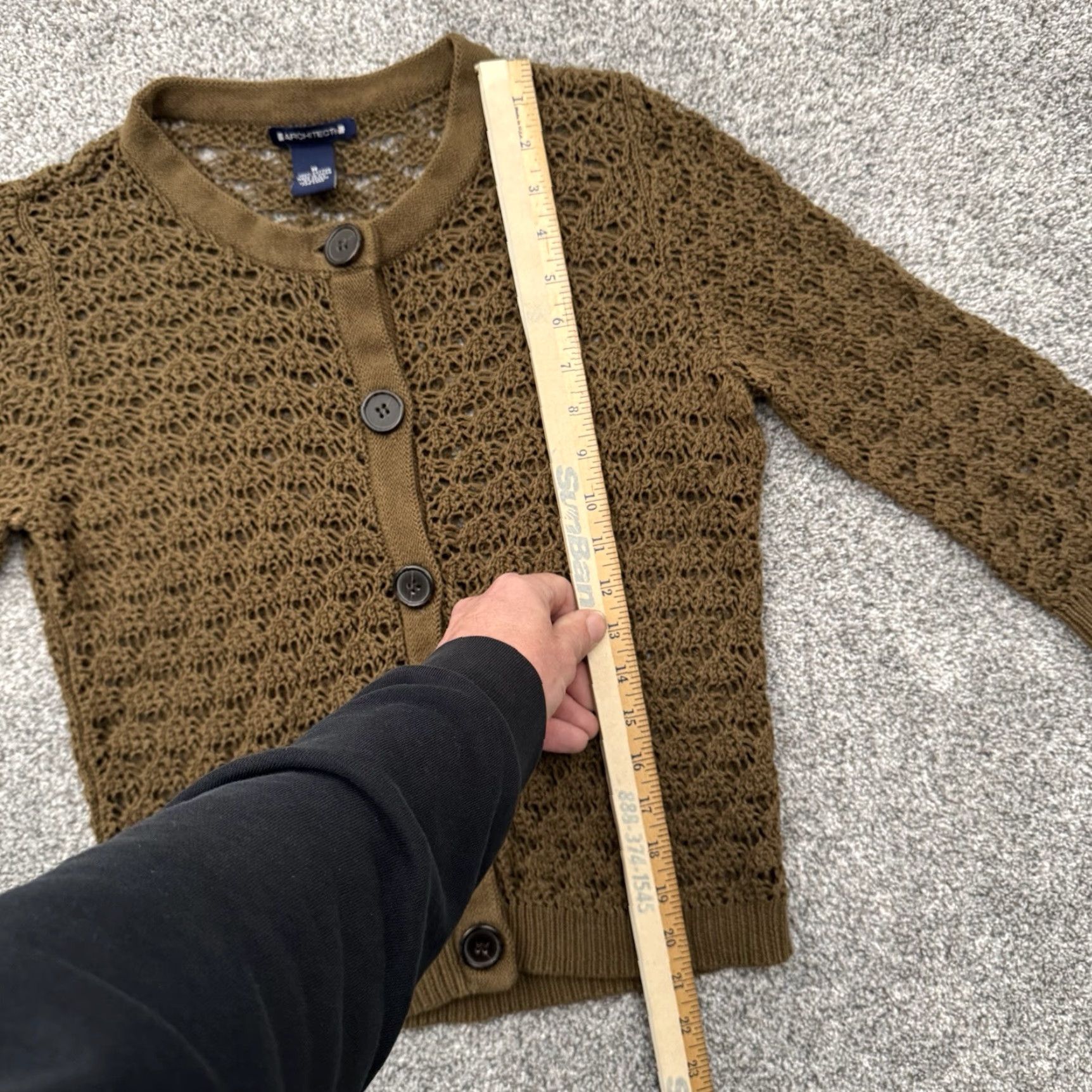 Architect Womens Cottagecore Cardigan Sweater Medium Crocheted Boho Layering Grandmacore Size M / US 6-8 / IT 42-44 - 2 Thumbnail