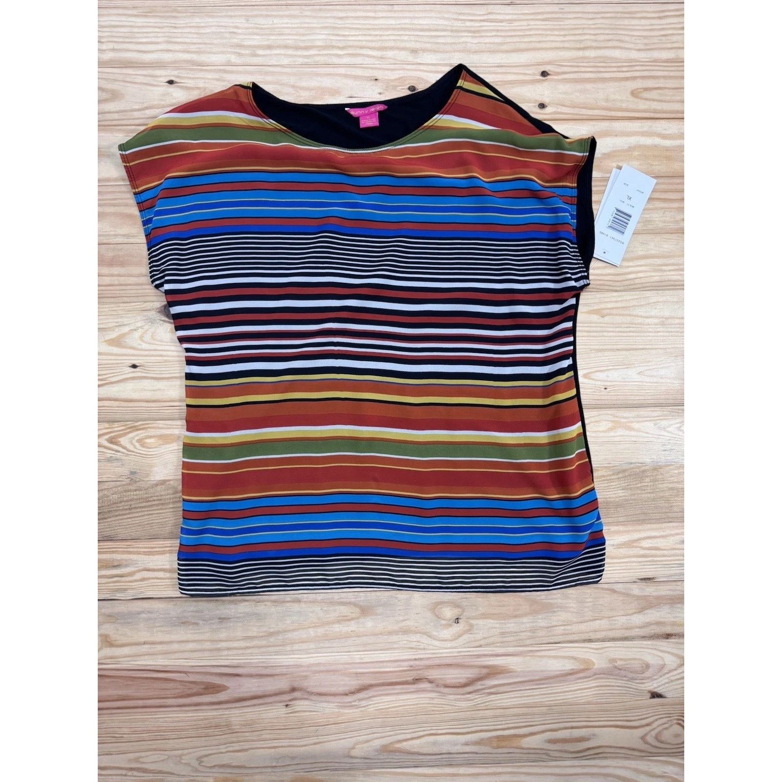 Other Sunny Leigh Chiffon Striped Rayon Jersey Knit Blouse NWT X-L Size XL / US 12-14 / IT 48-50 - 4 Thumbnail
