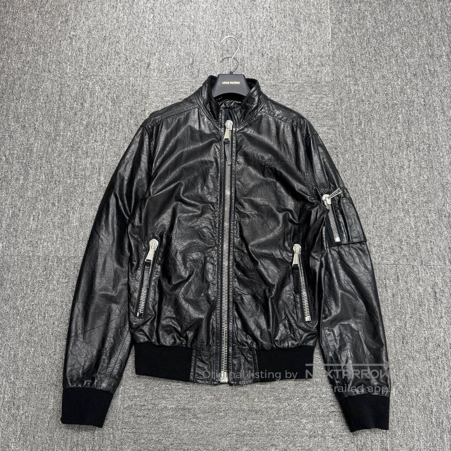 Philipp Plein Black Leather Bomber Jacket Size L. Size US L / EU 52-54 / 3 - 1 Thumbnail