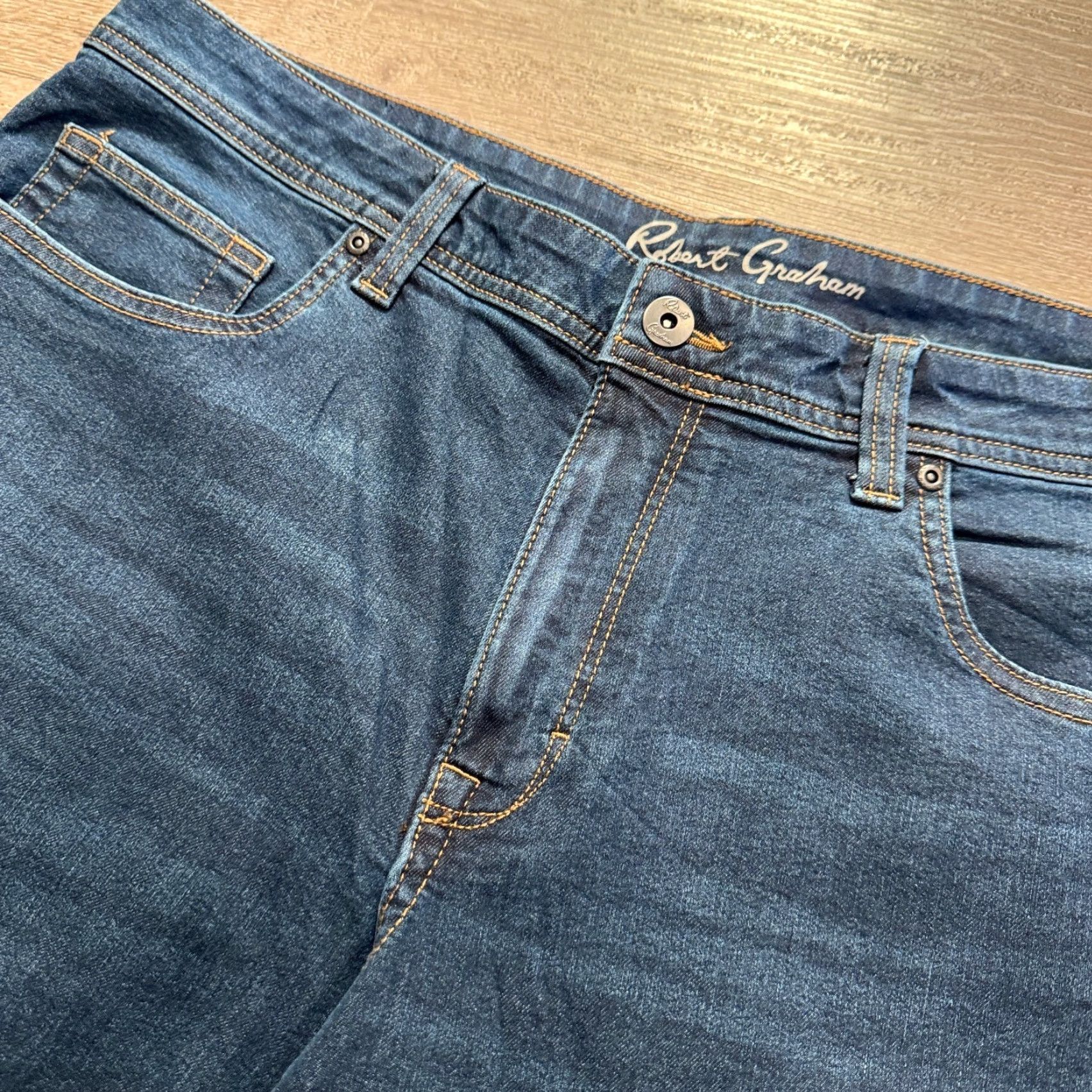 Robert Graham Robert Graham Jeans Mens 38 Denim Dark Wash 5-Pocket Java Blue 34in Inseam Slim Straight Wool? Size US 38 / EU 54 - 2 Thumbnail
