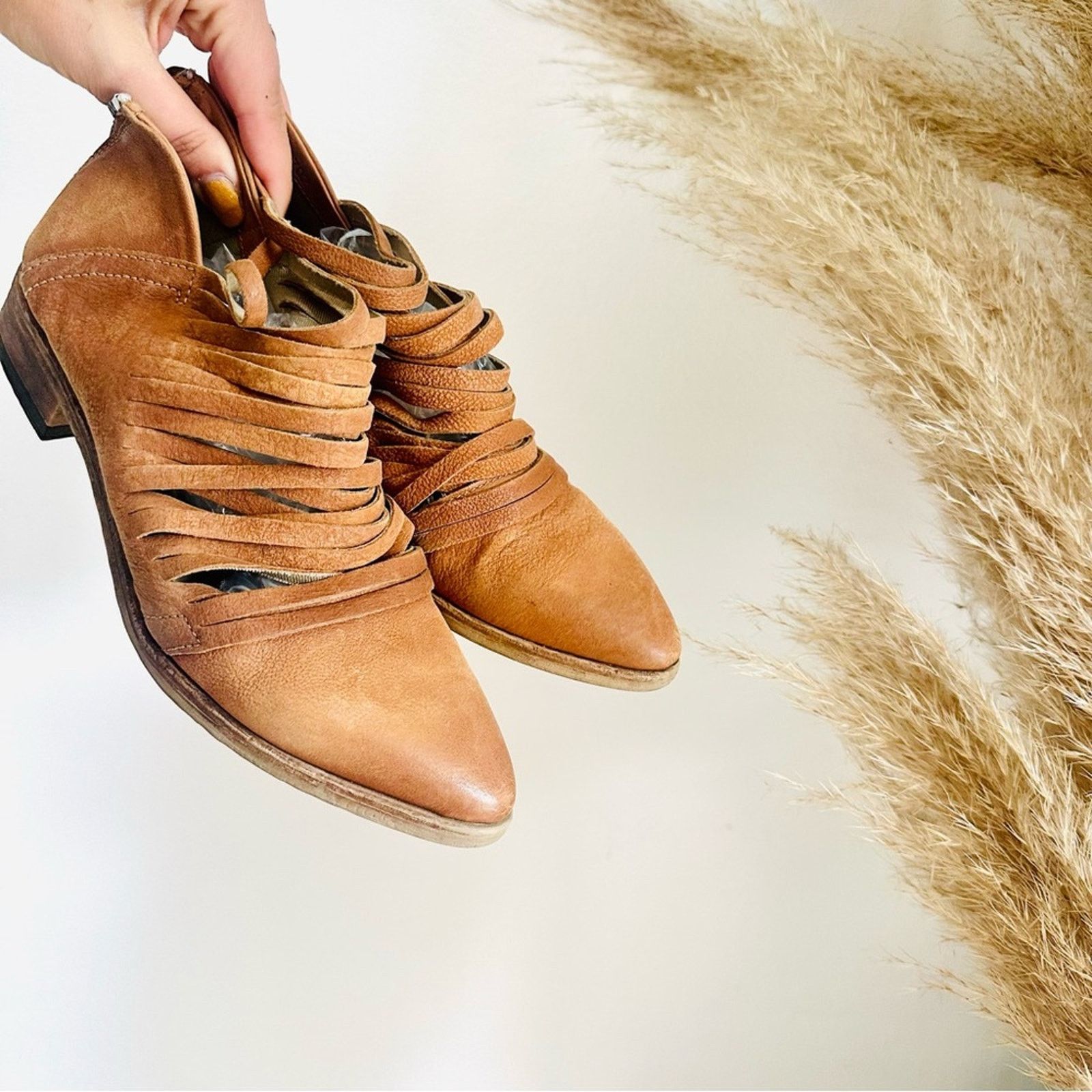 FP FREE PEOPLE Brown Tan Lost Valley Ankle Booties Boots