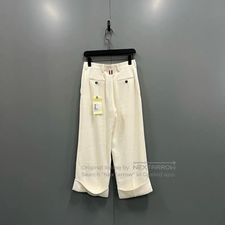 Thom Browne Thom Browne Beige Wide-leg Casual Trousers Size 25" / US 0 / IT 36 - 2 Thumbnail