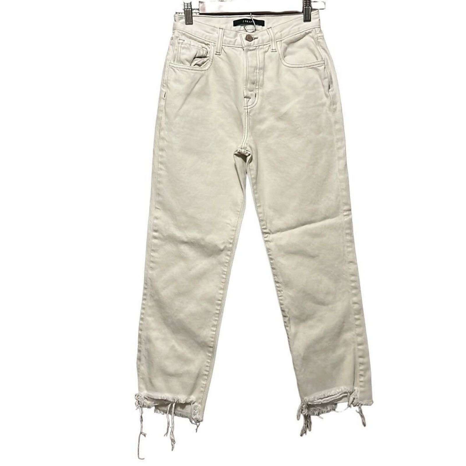 J Brand J Brand Beige High-Rise Raw Hem Straight Leg Cropped Jeans Size 24" / US 00 / IT 34 - 1 Thumbnail