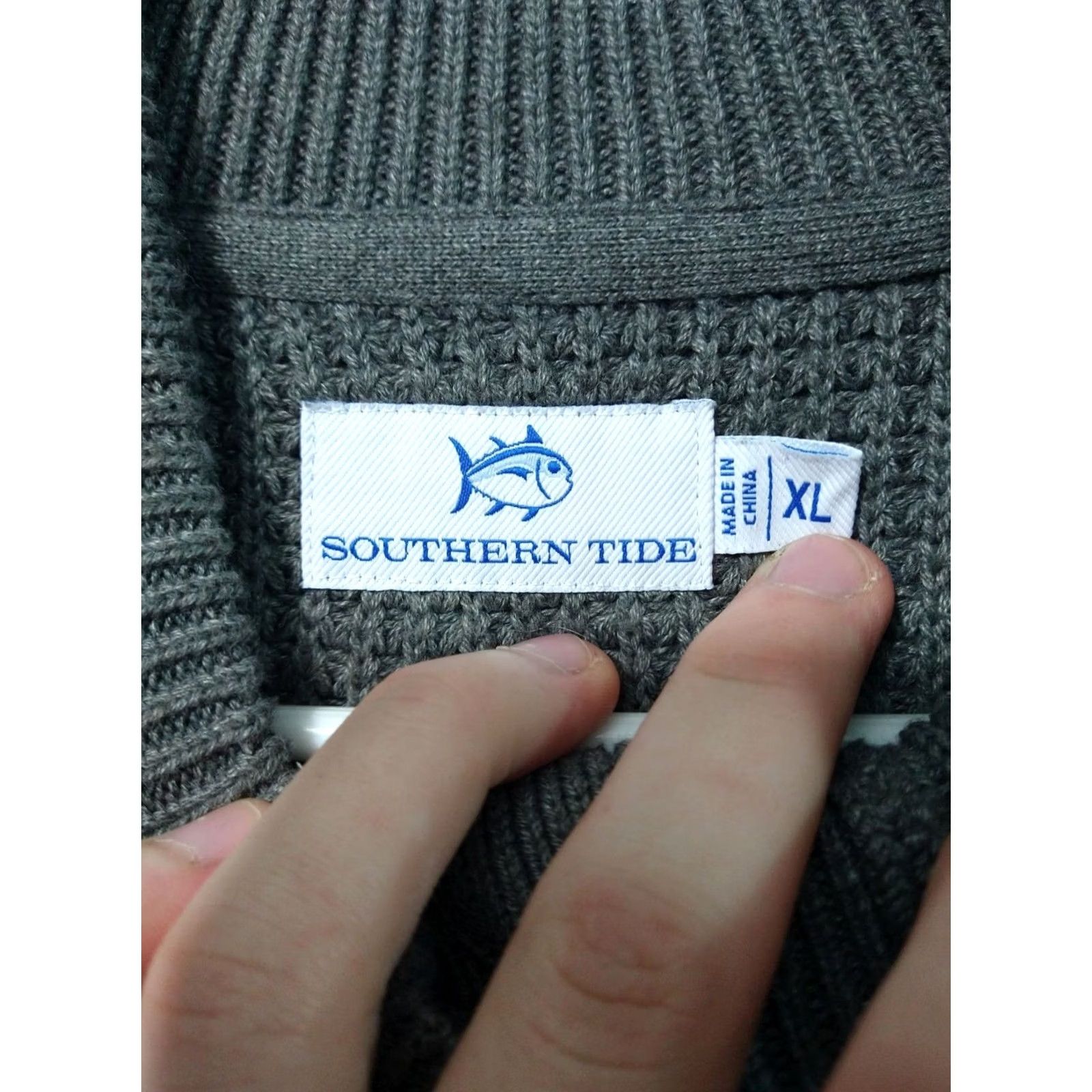 Southern Tide Southern Tide Sweater Mens XL Gray Westmont Jade Waffle Knit Henley Pullover Pullover Knit Mock Neck Casual Winter Fall Mens Size US XL / EU 56 / 4 - 5 Thumbnail