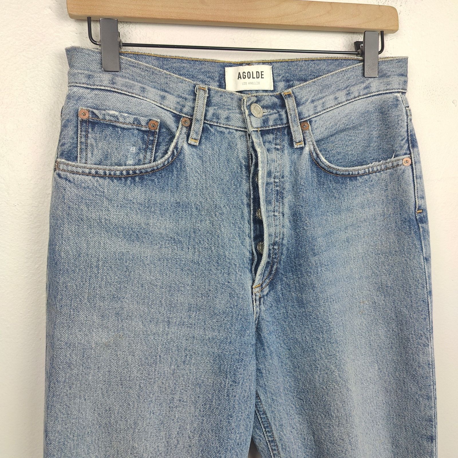 Agolde Agolde Lana Straight Jeans Womens 25 Backdrop Knee Rips Size 25" / US 0 / IT 36 - 2 Thumbnail
