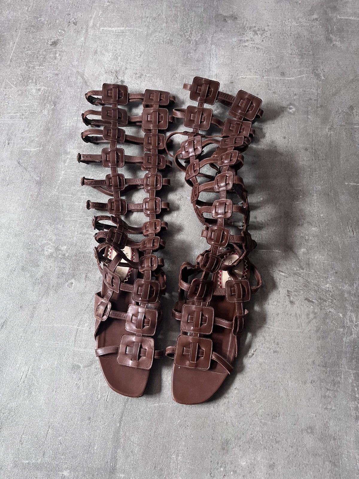 Christian Louboutin Christian Louboutin Gladiator Sandals brown leather Size US 7.5 / IT 37.5 - 7 Thumbnail