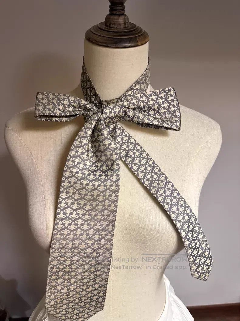 Vivienne Westwood Vivienne Westwood Light Gray Saturn Printed Tie Size ONE SIZE - 1 Thumbnail