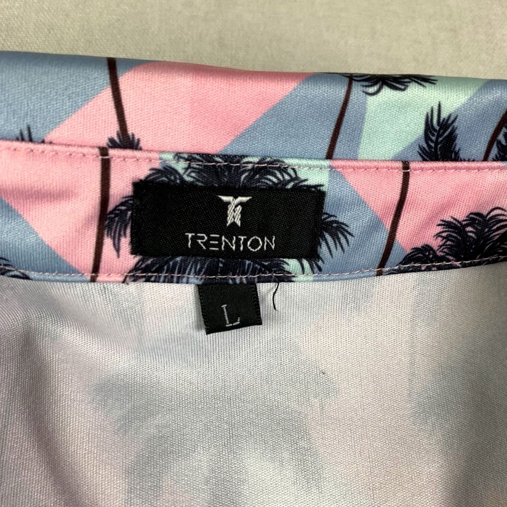 Vintage Trenton Golf Polo Shirt Mens Large Miami Vice Pink Black Palm Trees Polo Shirt Golf Shirt Short Sleeve Lightweight Regular MPN NA Size US L / EU 52-54 / 3 - 3 Thumbnail