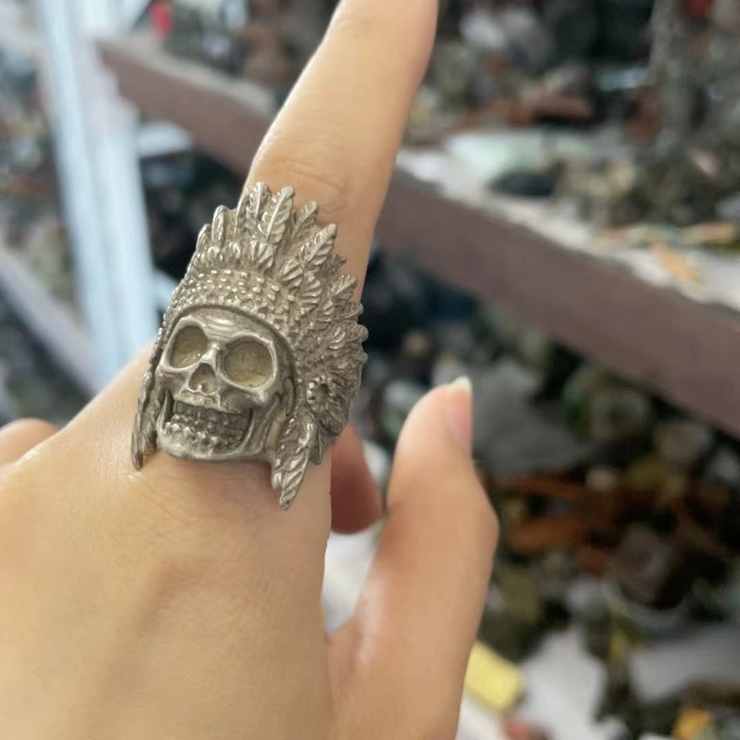 Jewelry Skull Hip-hop Jewelry Rings Open Chrome Ring (Size 7-13) Size ONE SIZE - 4 Thumbnail