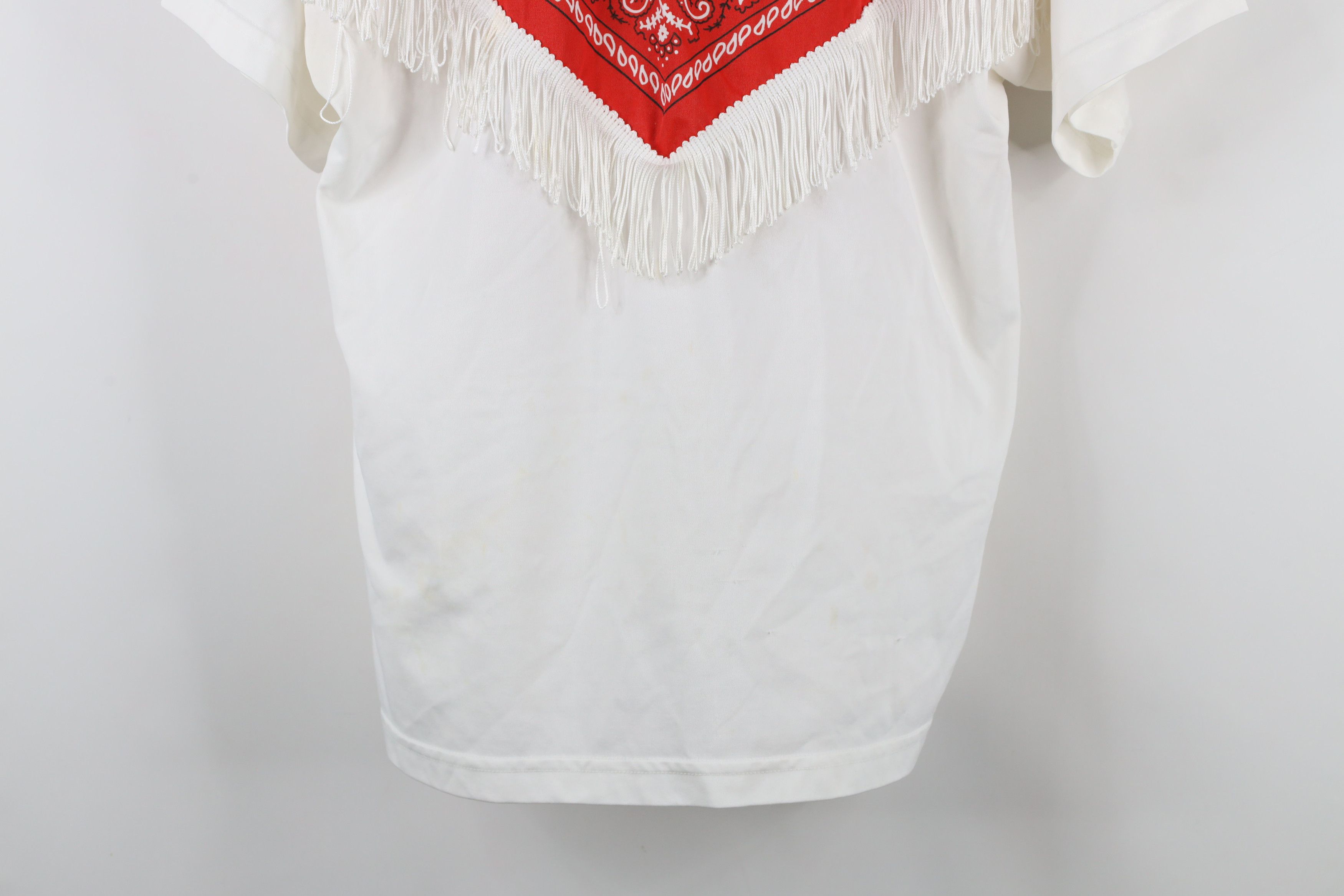 Vintage Vintage 90s Rockabilly Western Bandana Fringed T-Shirt USA Size L / US 10 / IT 46 - 3 Thumbnail