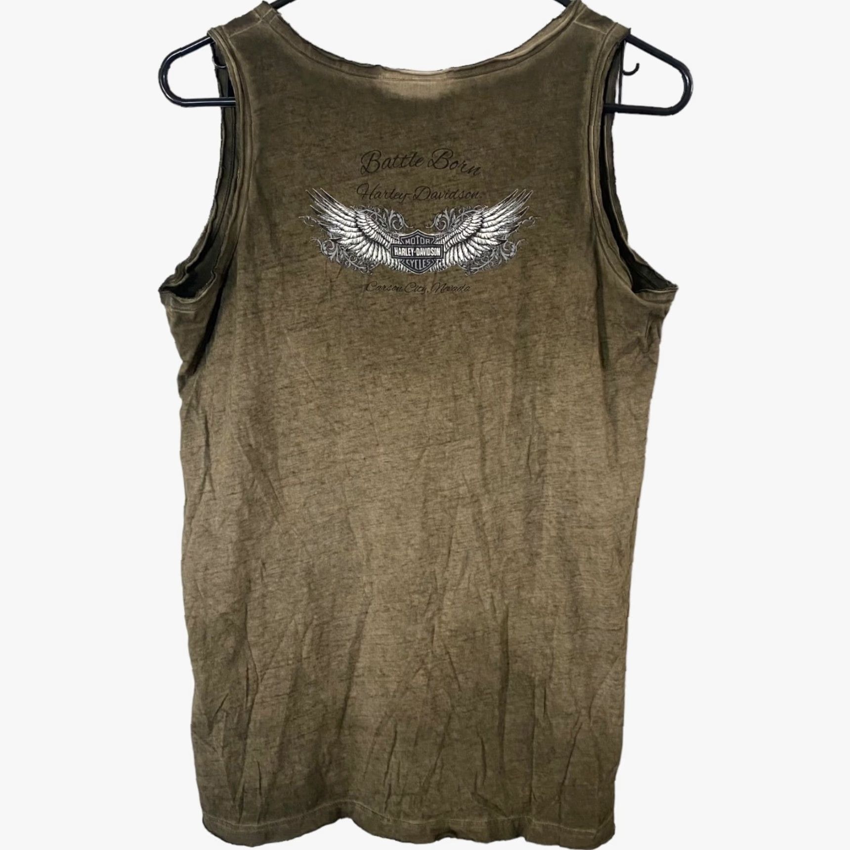 Harley Davidson Harley Davidson Distressed Tank Top Womens Large Brown Sleeveless Studded Size L / US 10 / IT 46 - 4 Thumbnail