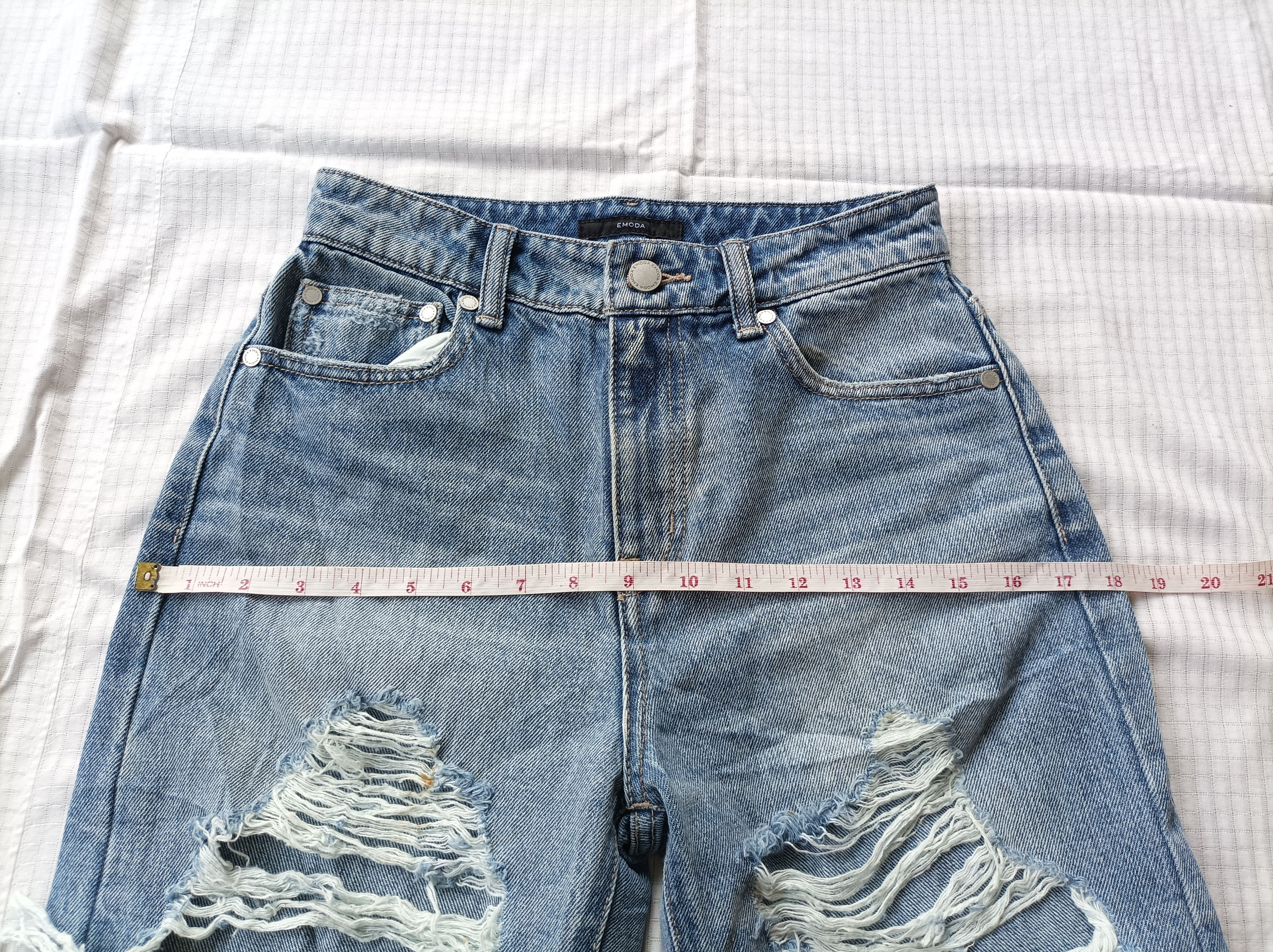Japanese Brand (P177) Emoda Distressed Women Front Slit Flare Jeans Sz 1 Size 26" / US 2 / IT 38 - 12 Thumbnail