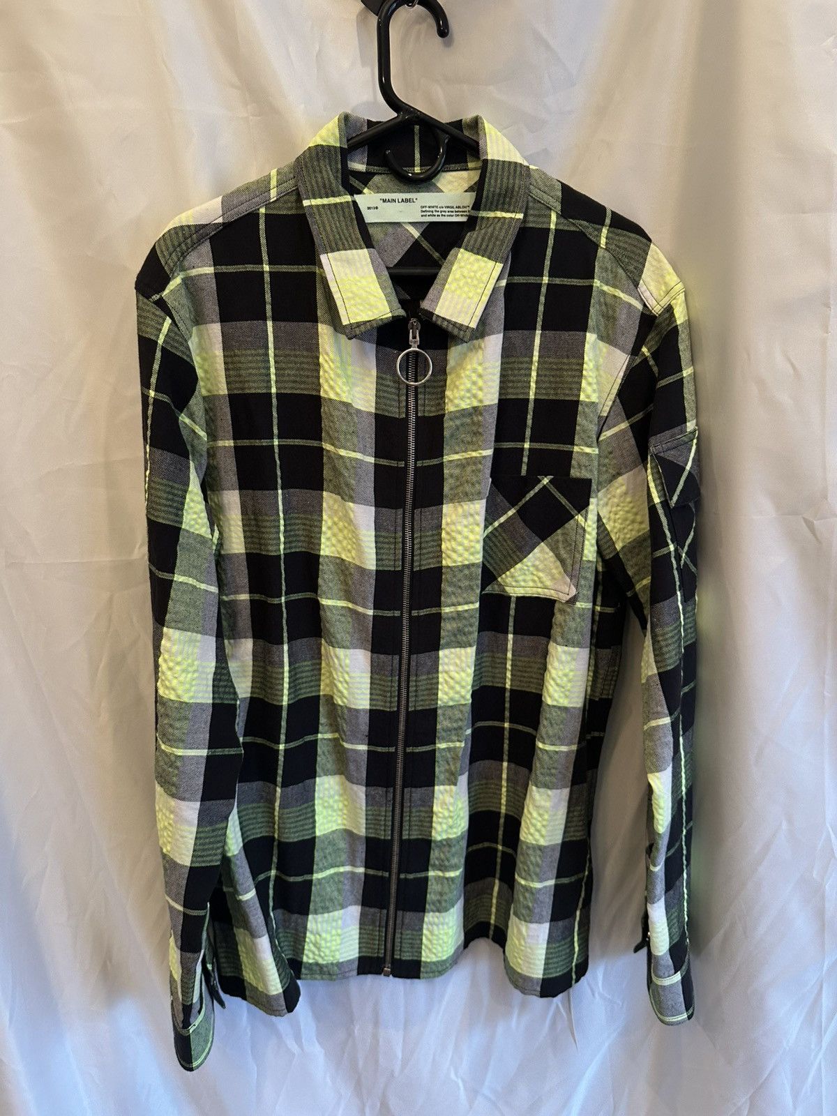 Off-White Off-White Yellow Plaid Zip Up Shirt Size US XL / EU 56 / 4 - 1 Thumbnail