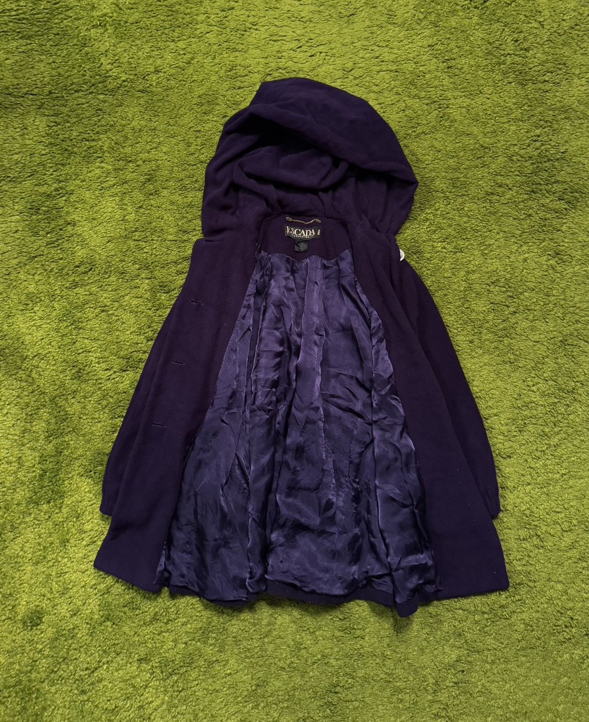 Escada × Escada Sport × Vintage Escada 1990s vintage wool purple hooded coat Size XL / US 12-14 / IT 48-50 - 3 Thumbnail