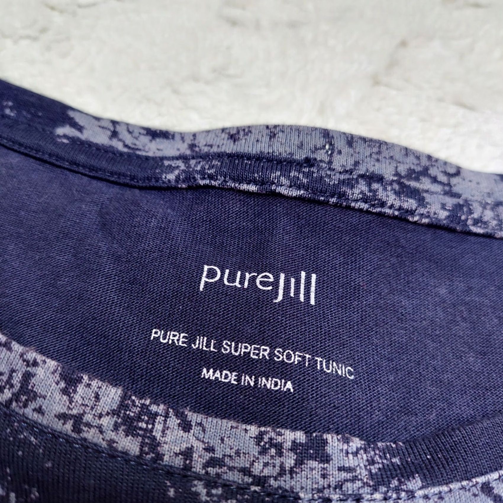 Vintage Pure Jill Womens Long Sleeve Tunic Top Blue White Dye Cotton Modal Jersey Round Neck Pullover Casual Regular Medium Size M / US 6-8 / IT 42-44 - 3 Thumbnail
