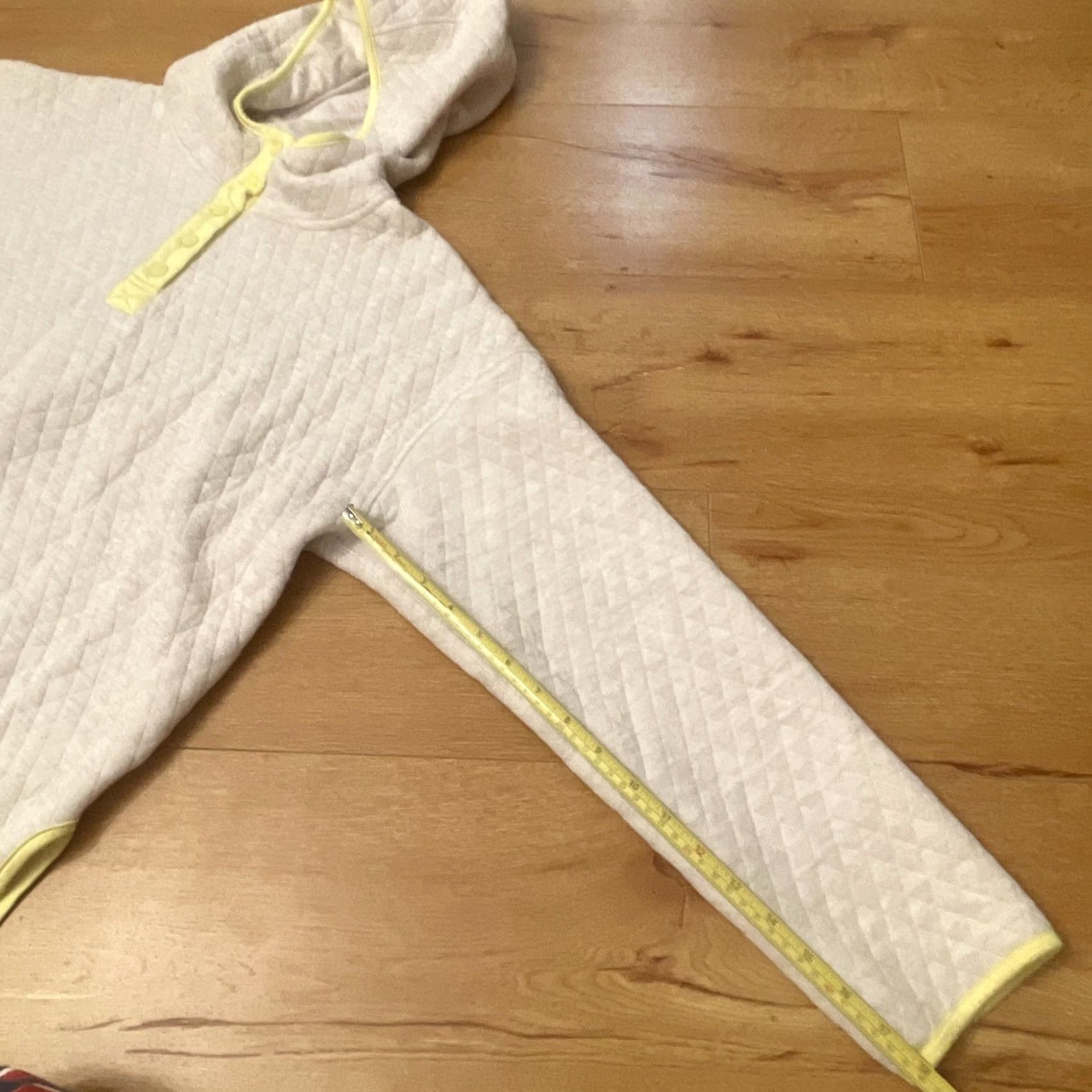 Marine Layer Marine Layer Corbet Quilted Hoodie Pullover Womens XL Cream Neon Yellow Pullover Size XL / US 12-14 / IT 48-50 - 7 Thumbnail