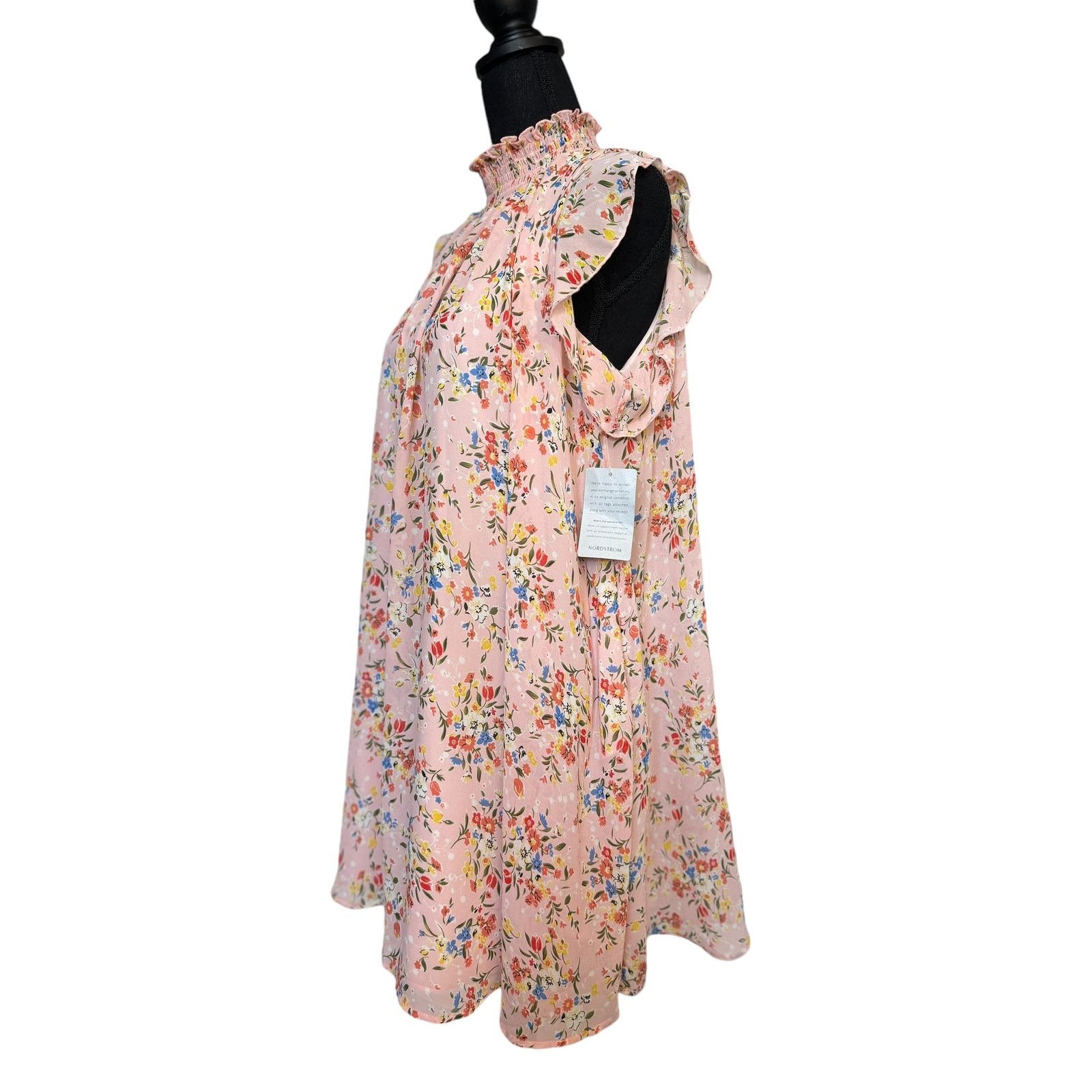 Nordstrom MELLODAY Nordstrom Pink Floral BABYDOLL Dress NWT xs Size XS / US 0-2 / IT 36-38 - 4 Thumbnail