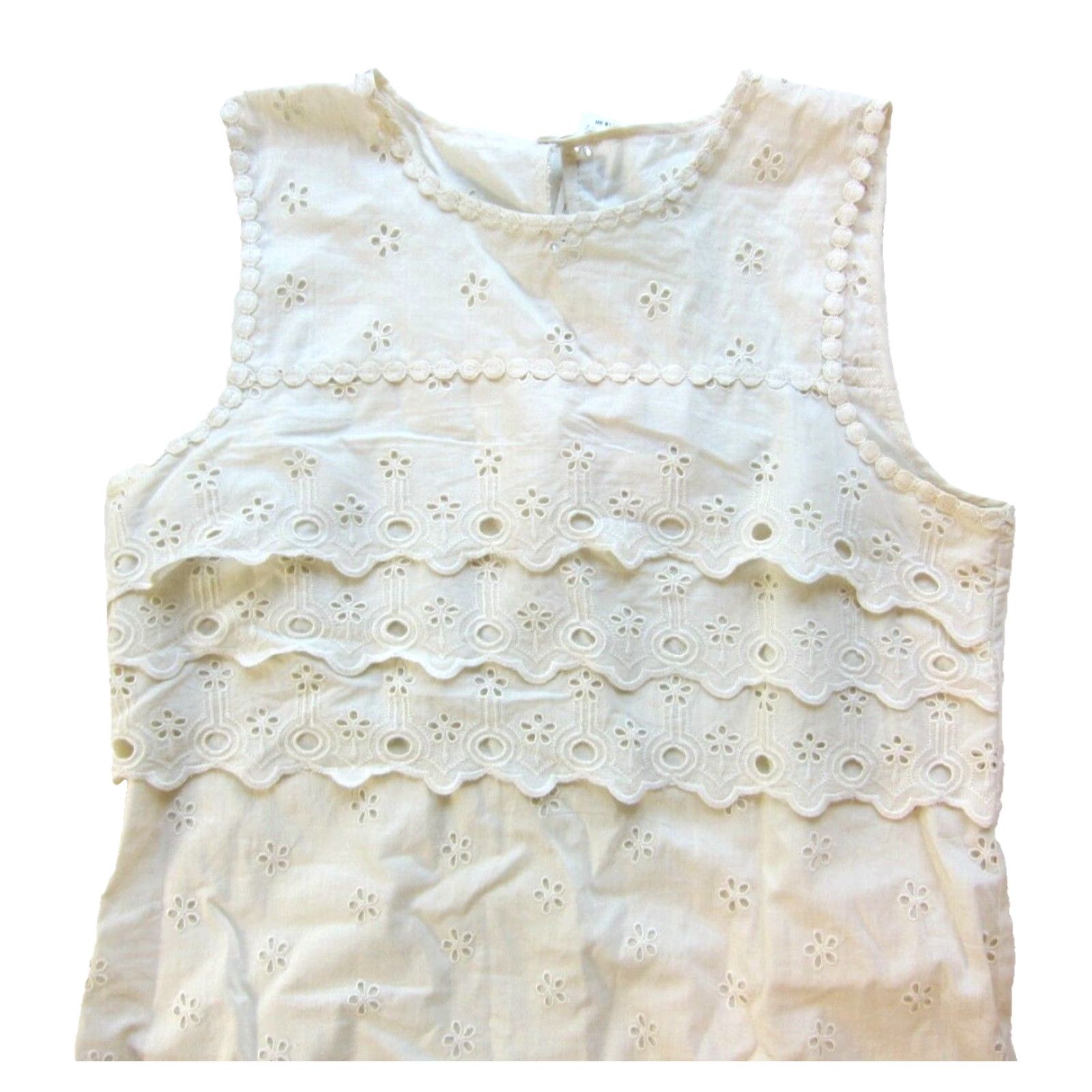J.Crew NWT J.Crew 100% Cotton Ivory Embroidered Sleeveless Shift Sheath Tank Dress 12 Size XL / US 12-14 / IT 48-50 - 5 Thumbnail