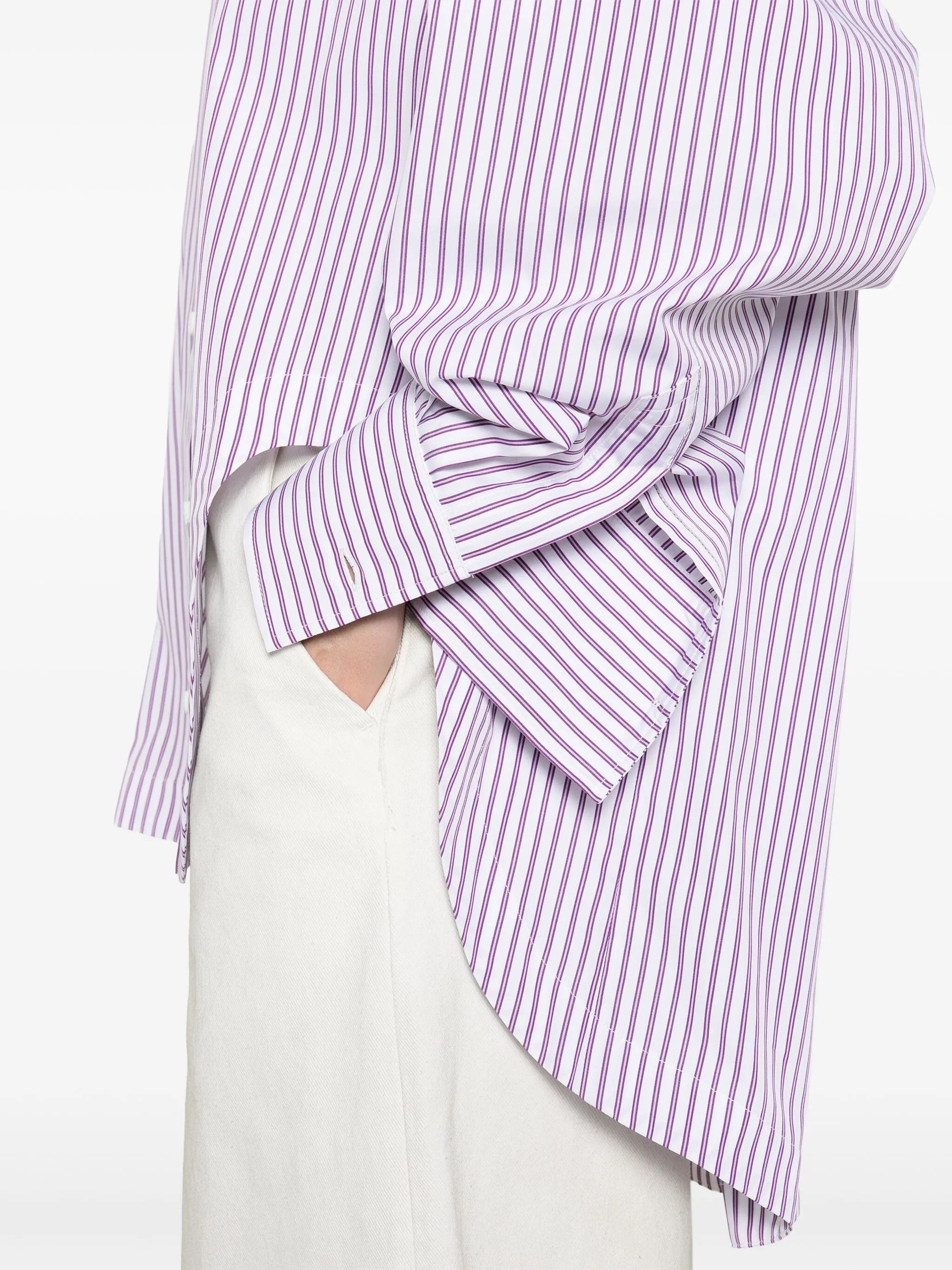 The Attico o1s22i1n0325 Striped Oversized Shirt in White Purple Size XS / US 0-2 / IT 36-38 - 5 Thumbnail