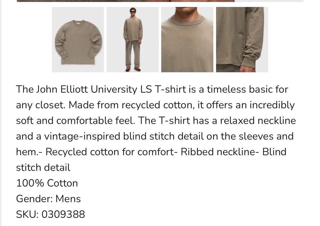 John Elliott John Elliot Long Sleeve University T Shirt Size 2 Medium Size US M / EU 48-50 / 2 - 2 Thumbnail