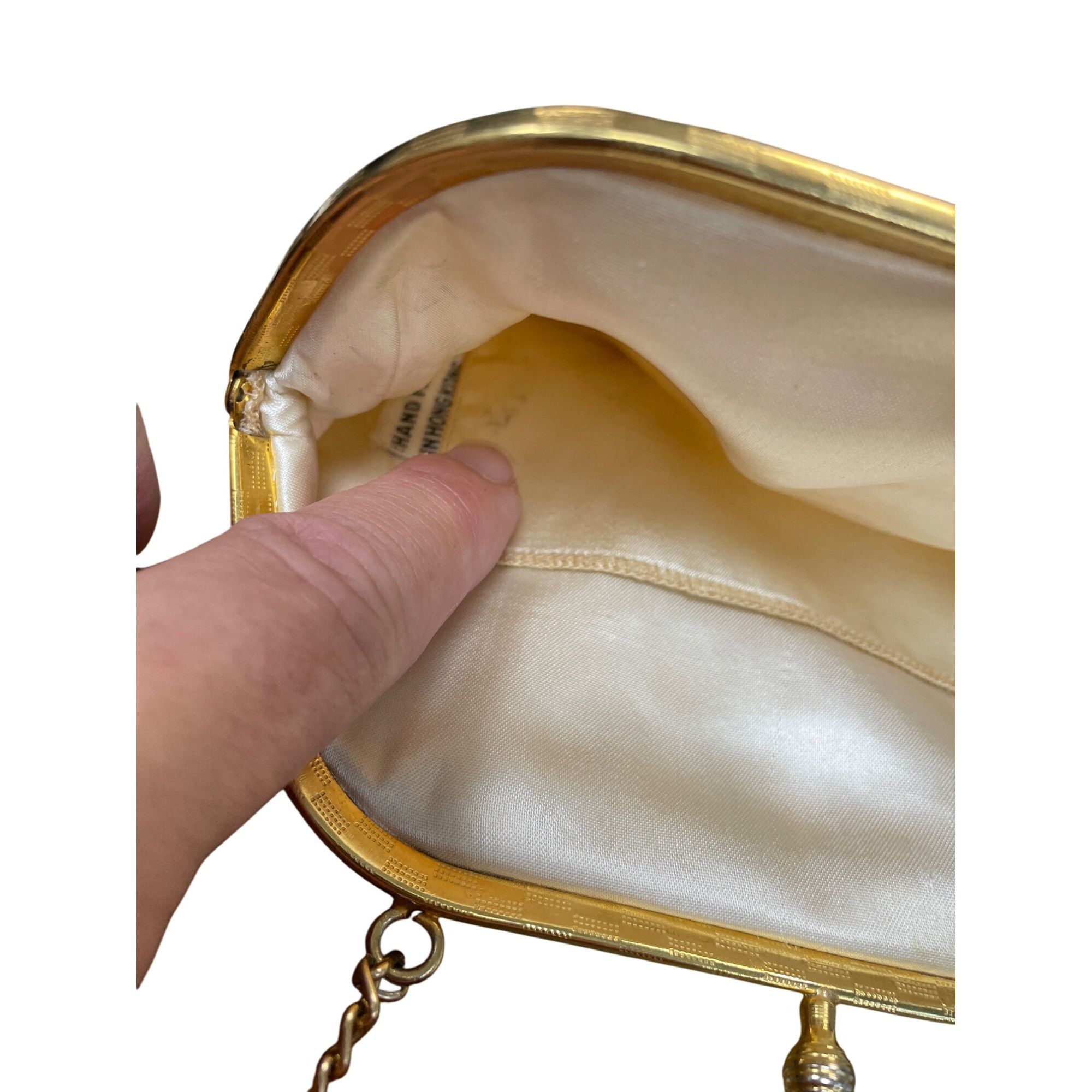 Handmade Vintage Honk Kong Pearl Flower Beaded Evening Clutch Purse S Size ONE SIZE - 12 Thumbnail