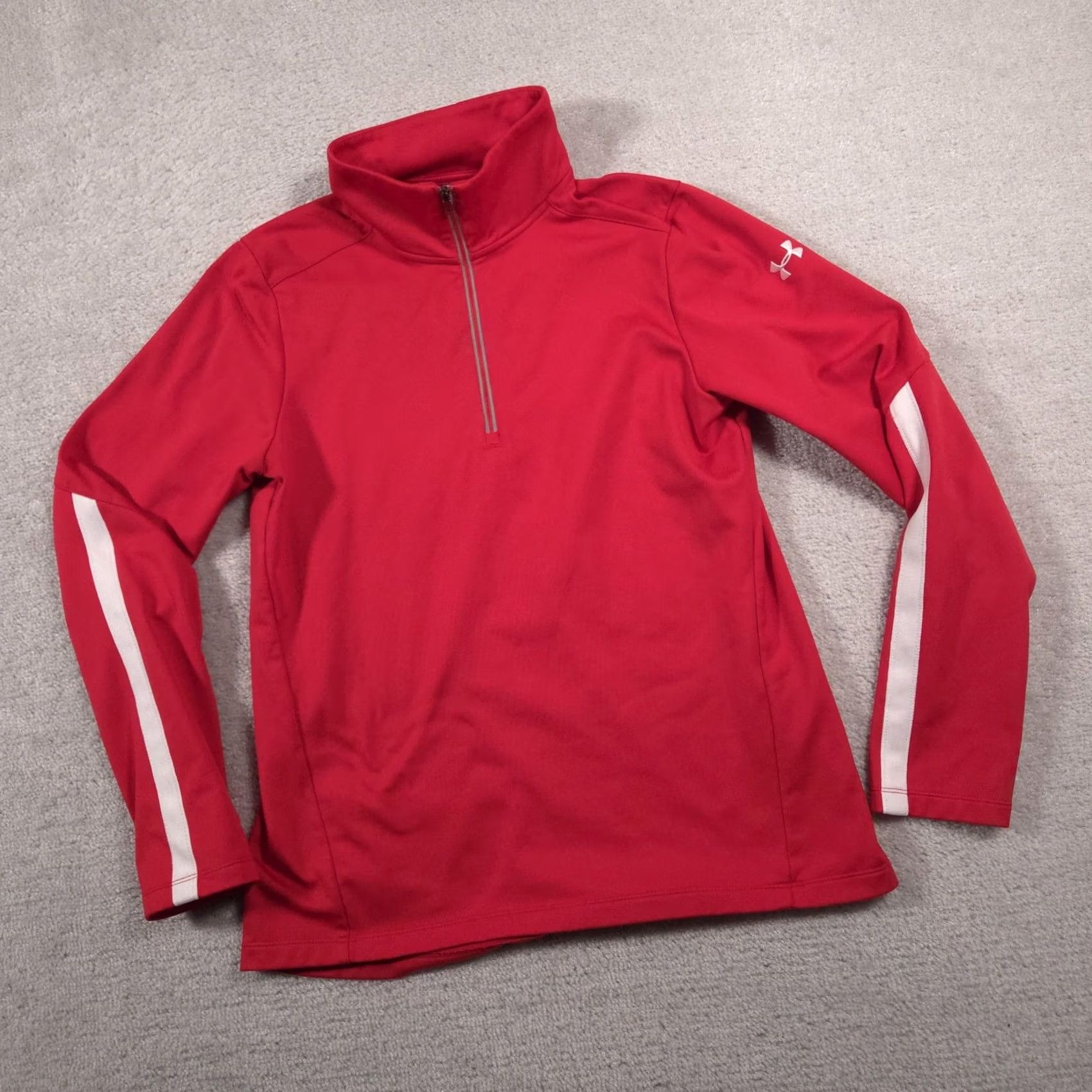 Under Armour Under Armour Pullover Mens M Red 1/4 Zip Mock Neck Long Sleeve Loose Fit Training Shirt Size US M / EU 48-50 / 2 - 2 Thumbnail