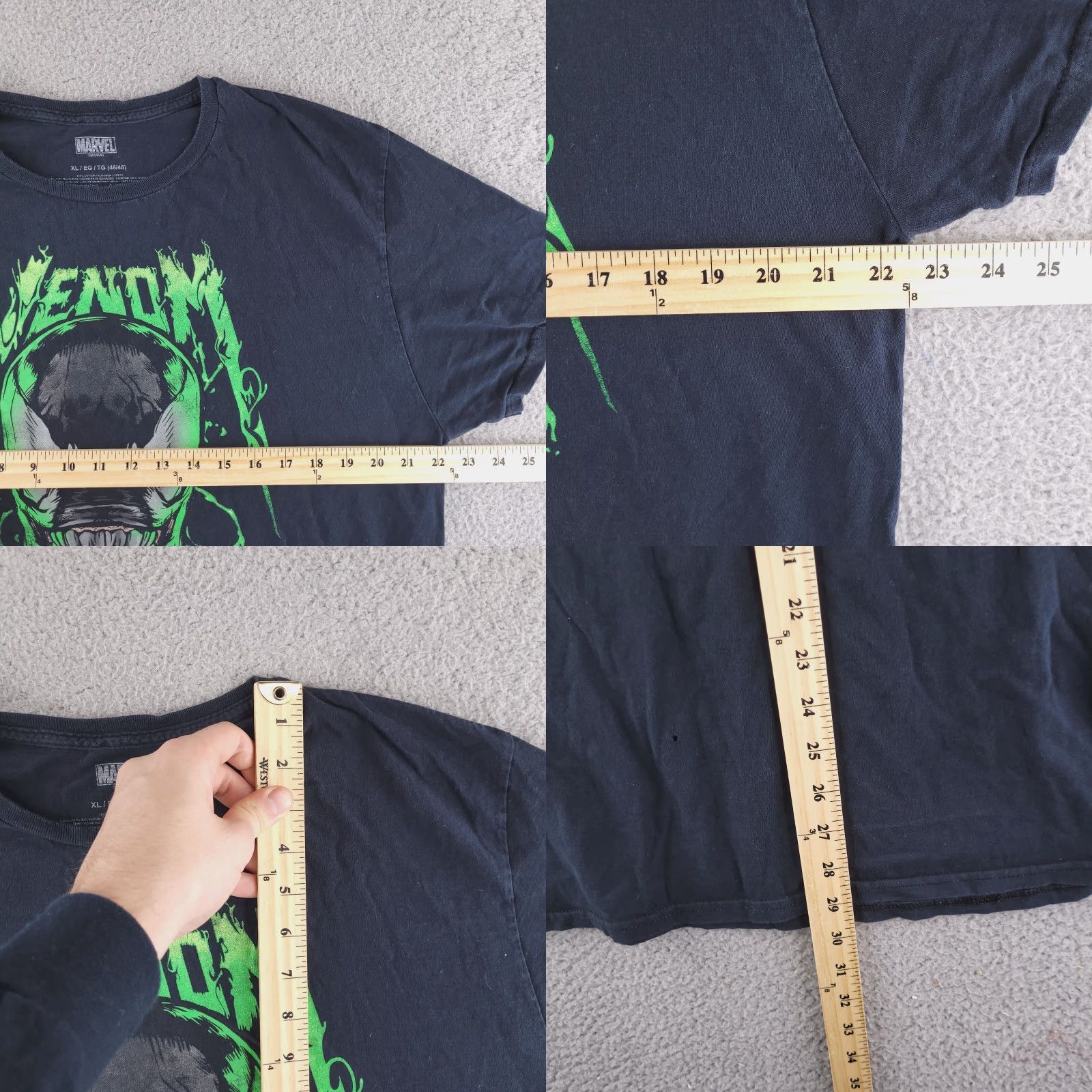 Vintage Marvel Mens XL Black Venom Graphic Tee Short Sleeve Slim Fit Shirt Size US XL / EU 56 / 4 - 8 Thumbnail