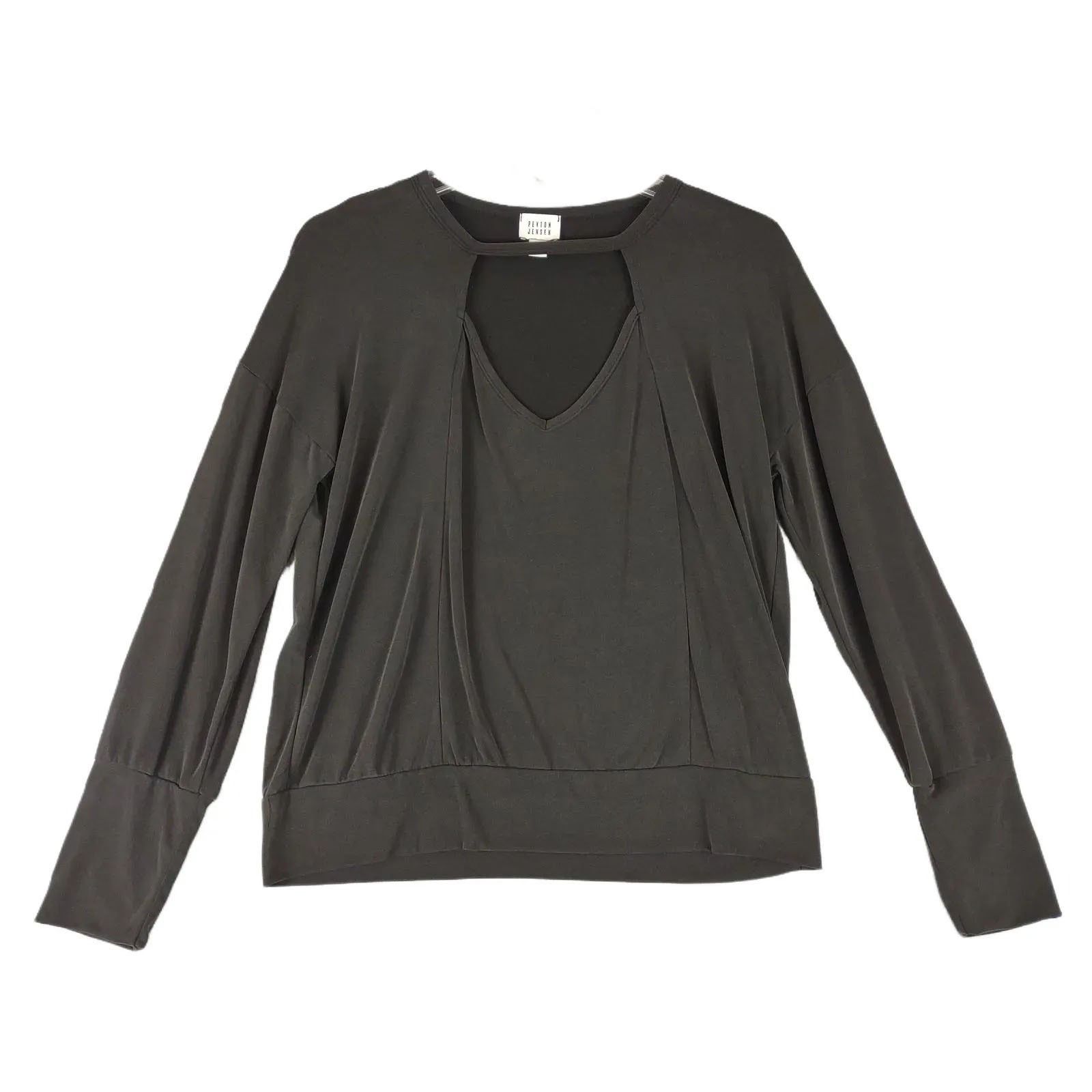 Other PEYTON JENSEN Model Blend Keyhole V-Neck Black Top, Made USA Size M / US 6-8 / IT 42-44 - 1 Thumbnail