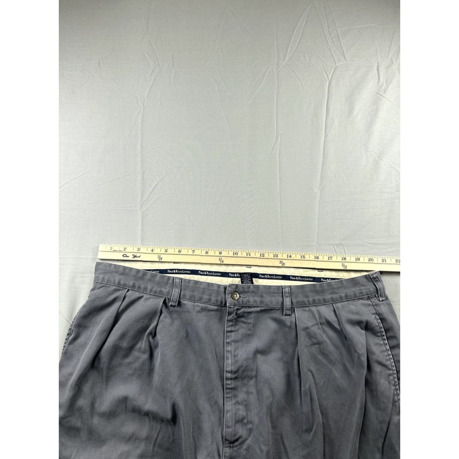 Polo Ralph Lauren Polo Ralph Lauren Andrew Pants Mens 41X28 Gray Pleated Chino Cotton Relaxed Fit Size US L / EU 52-54 / 3 - 8 Thumbnail