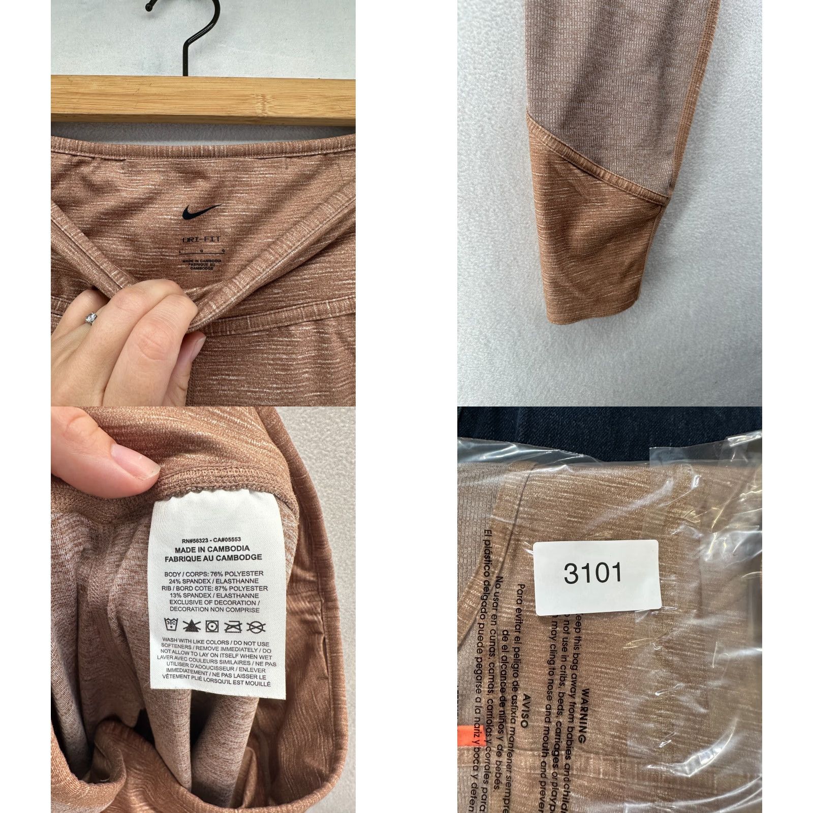 Nike VINTAGE Nike Compression Leggings Brown Women's L Mid Rise Gym Yoga Size 36" / US 14 / IT 50 - 8 Thumbnail