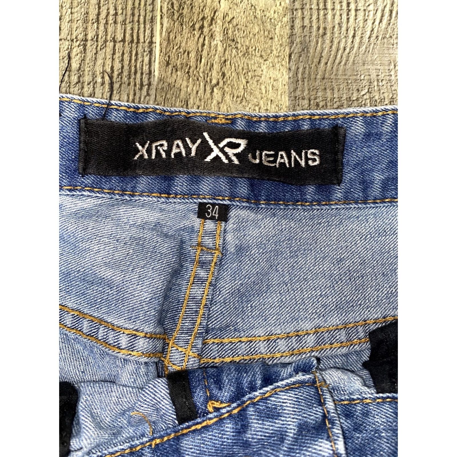 Vintage XRAY Jeans Bermuda Shorts Slim 34 Mens Blue Distressed 5-Pocket Cotton Blend Spandex Size US 34 / EU 50 - 4 Thumbnail