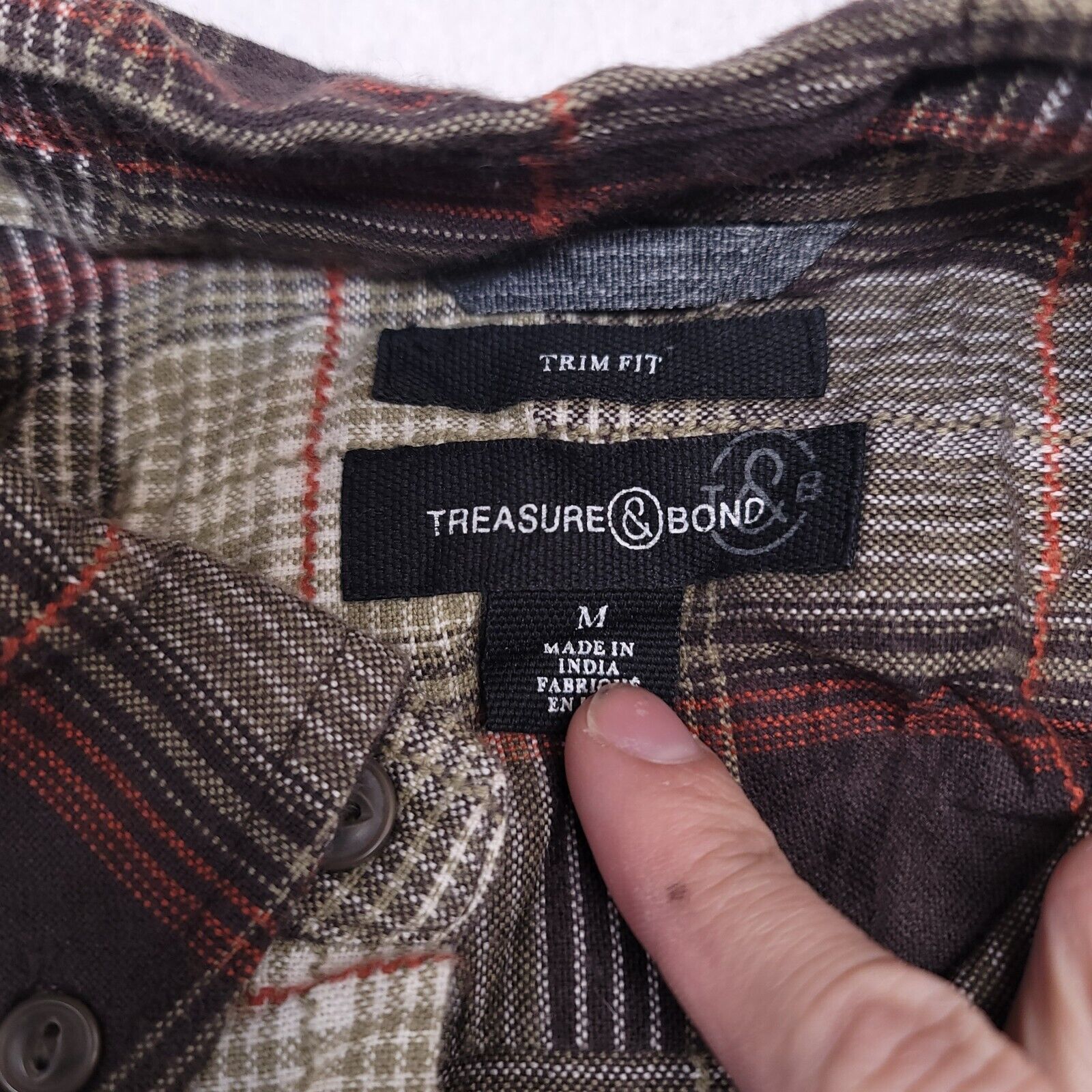 Treasure & Bond Treasure & Bond Tartan Flannel Shirt Men Size M Brown Orange Size US M / EU 48-50 / 2 - 3 Thumbnail