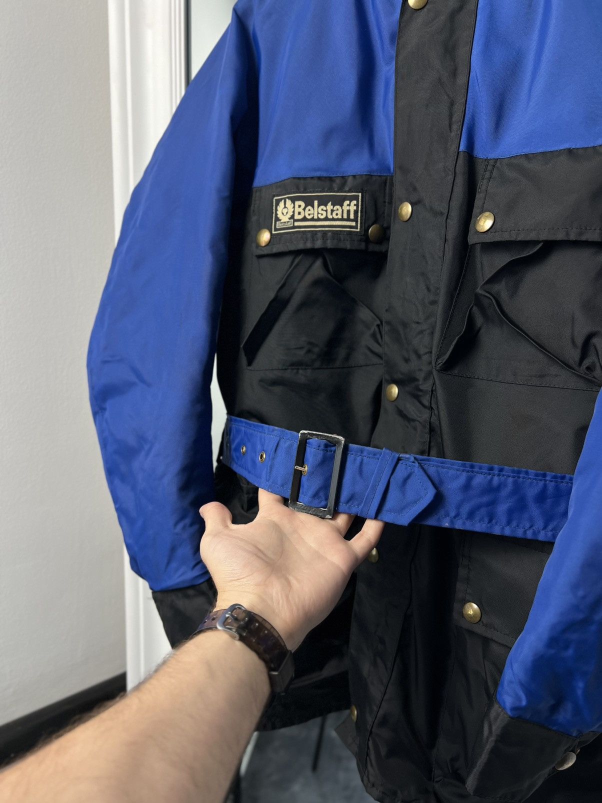 Belstaff Vintage Belstaff Formula 750 Moto Jacket Blue Black M/L Size US M / EU 48-50 / 2 - 18 Thumbnail