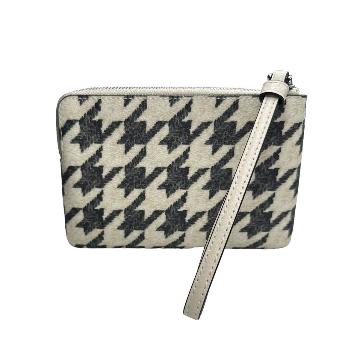 Corner Zip Wristlet With discount Houndstooth Print New