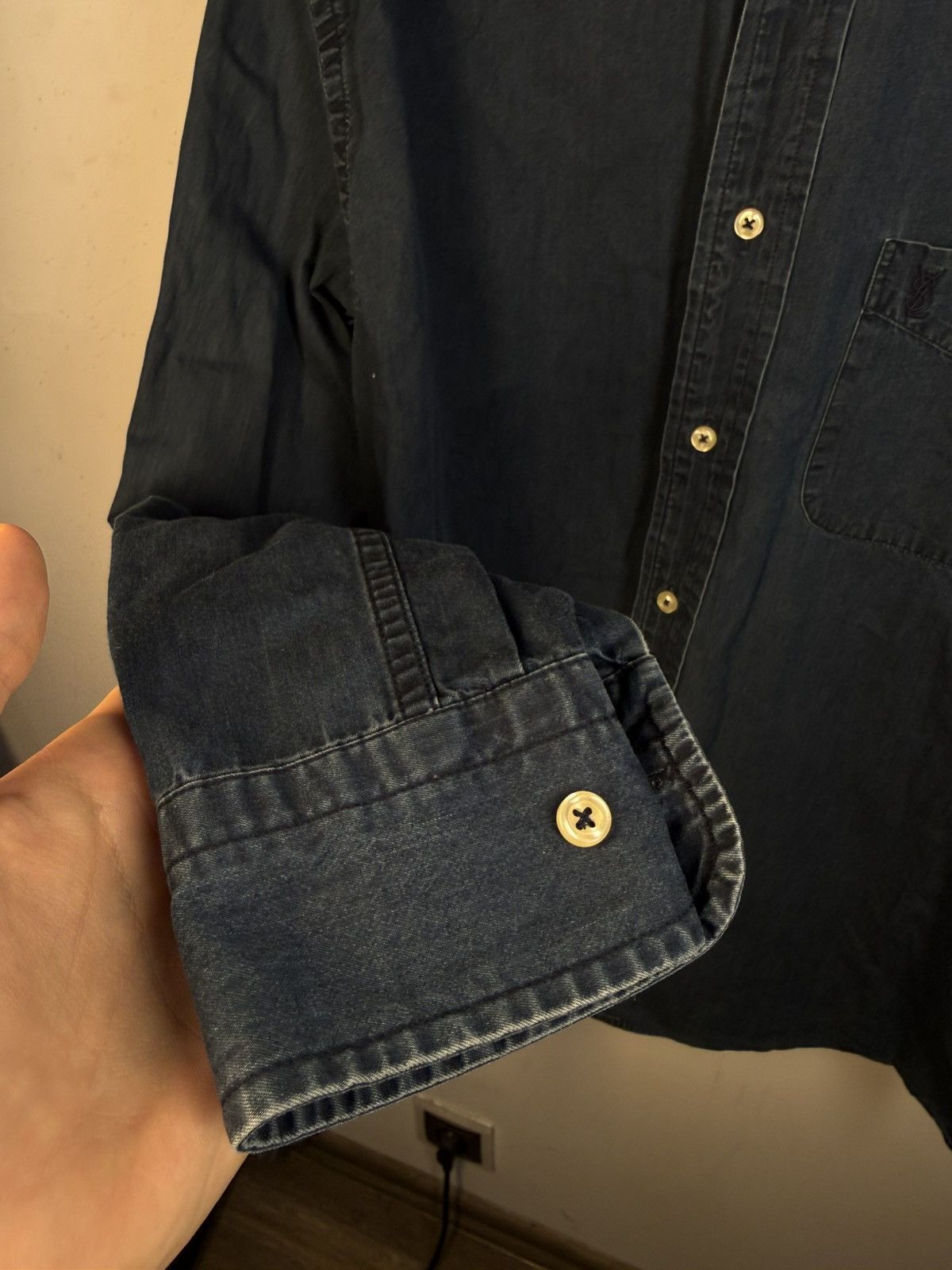Yves Saint Laurent 90s YSL Denim Shirt Jeans Dress Overshirt Button Up Collar Size US M / EU 48-50 / 2 - 9 Thumbnail