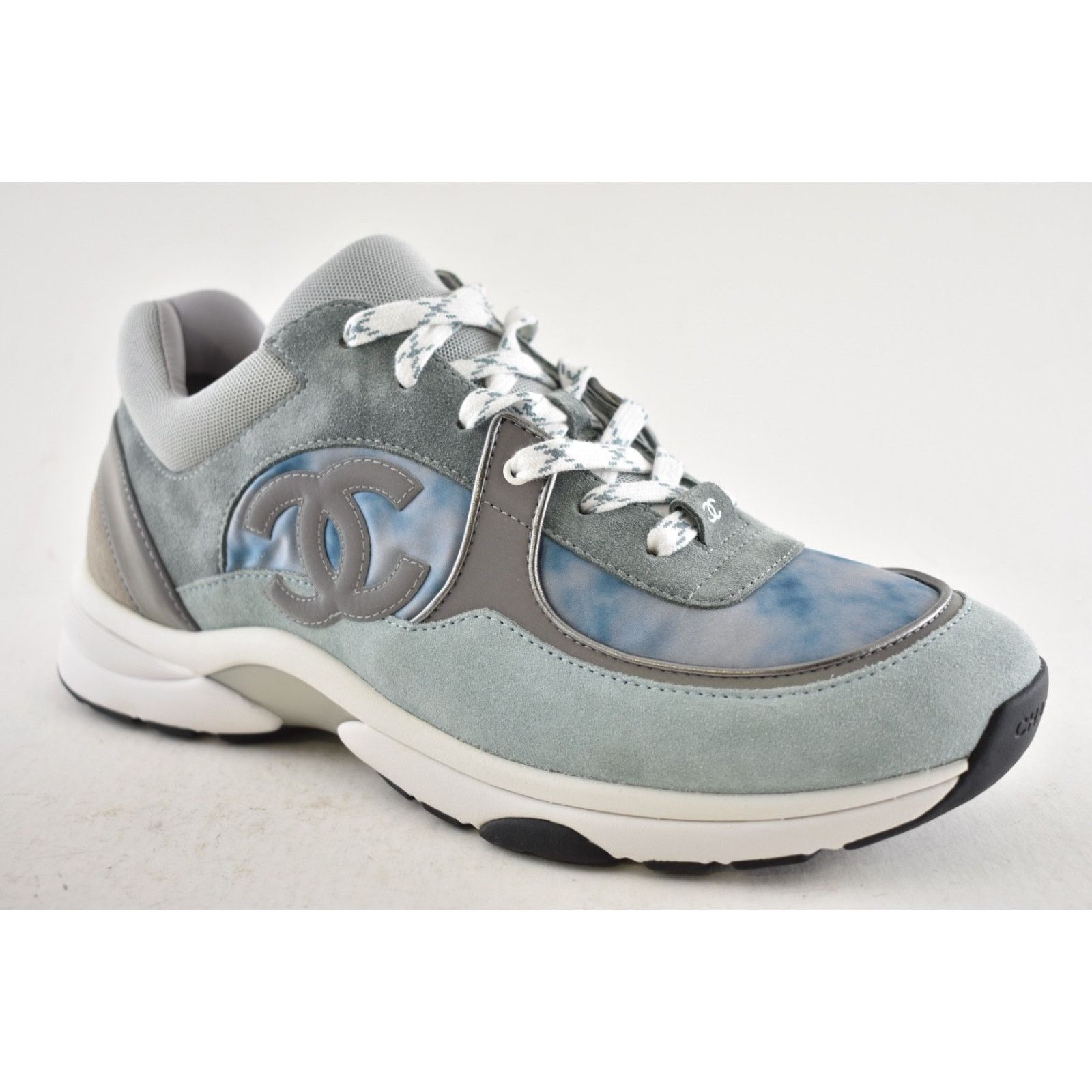 Chanel Chanel 20S Mens Grey Blue Silver White CC Logo Low Top Size US 11 / EU 44 - 5 Thumbnail