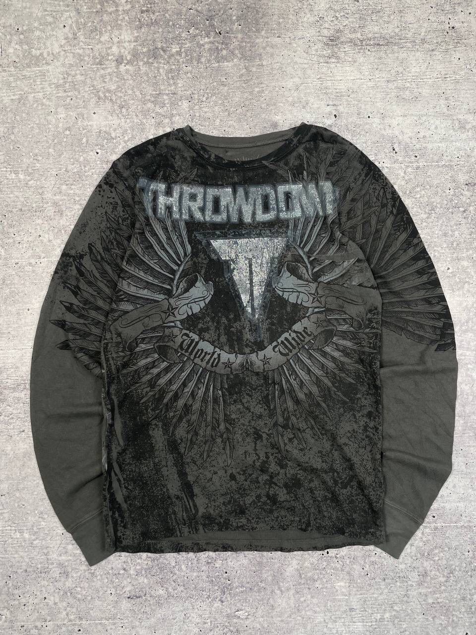 Affliction Vintage Throwdown By Affliction AOP Skull Long Sleeve Y2K Size US M / EU 48-50 / 2 - 1 Thumbnail