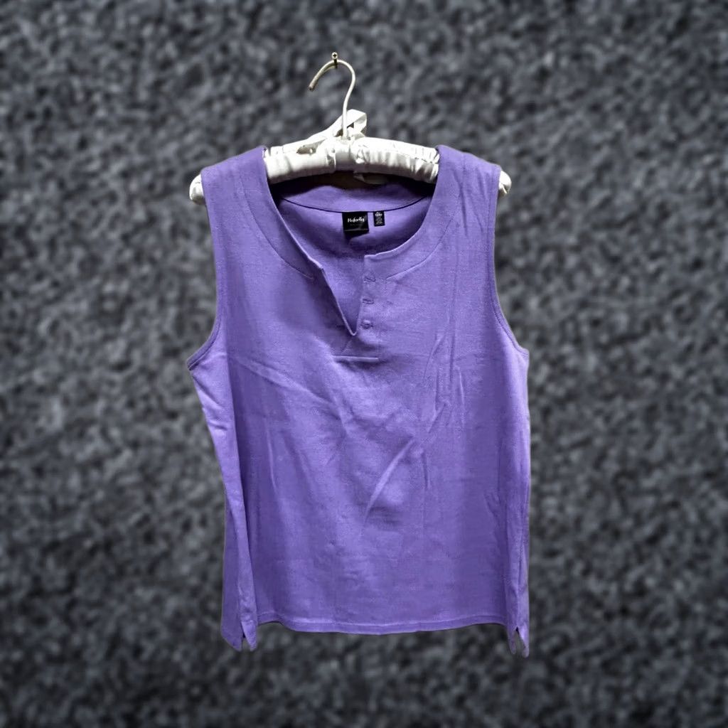 Vintage Rafaella Studio Women's Top V-Neck Knit Sleeveless Blouse Purple XL Size XL / US 12-14 / IT 48-50 - 1 Thumbnail