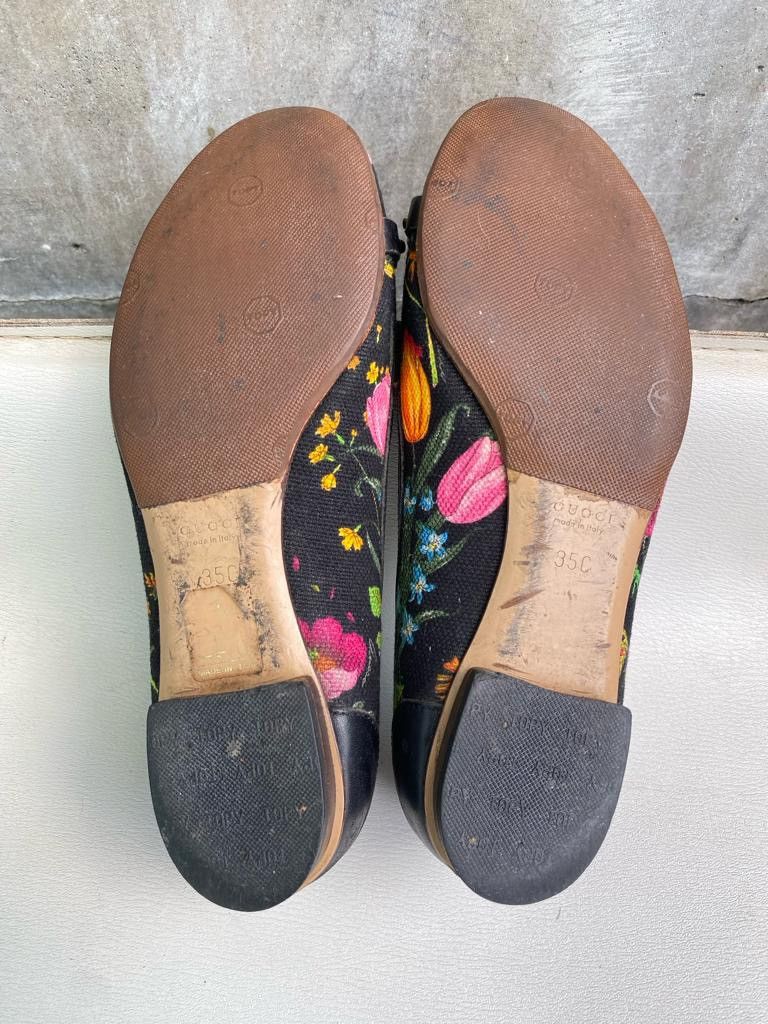 Gucci Black Flora Bamboo Ballet Heeled Flats Size US 5 / IT 35 - 7 Thumbnail