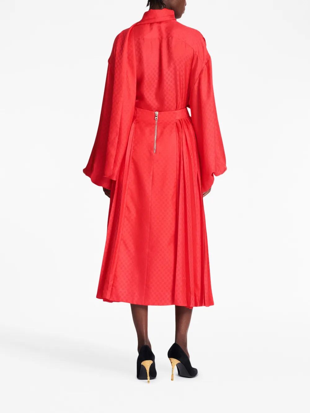 Balmain o1y0625 Midi Skirt in Red Size 34" / US 12 / IT 48 - 6 Thumbnail