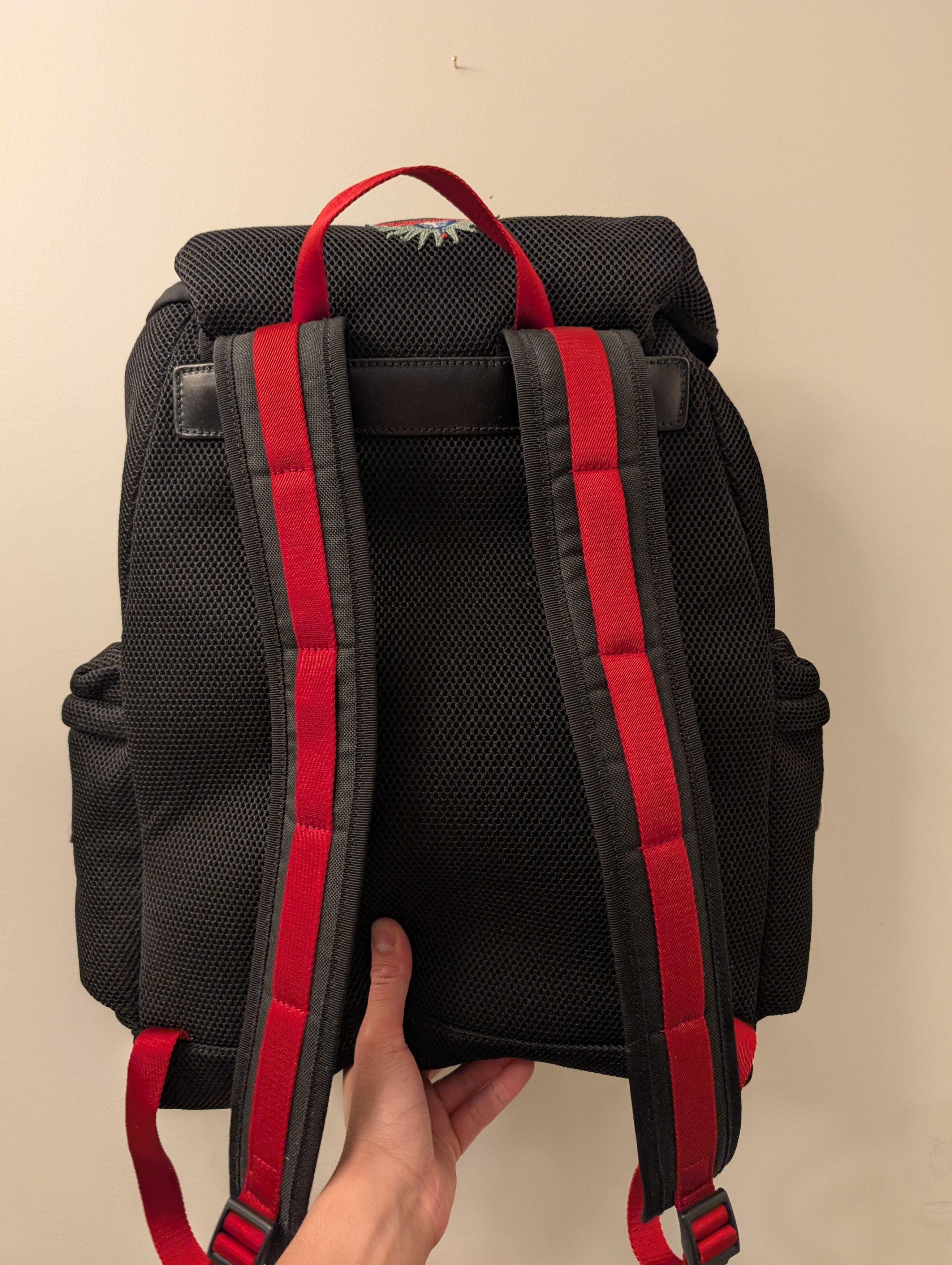 NEW Gucci Hollywood Embroidered Backpack Black Mesh Fabric