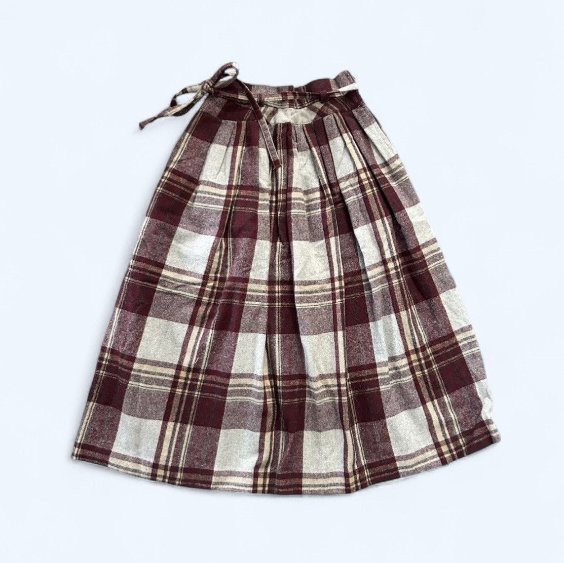 Other Vintage 1990s Wool Blend Plaid Burgundy Maxi Skirt Size S Size 22" - 1 Thumbnail